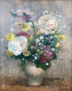 White Peonies floral still life Dyf like provenance art deco period ocean liner