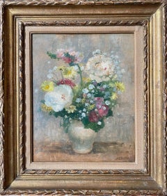 White Peonies floral still life Dyf like provenance art deco period ocean liner