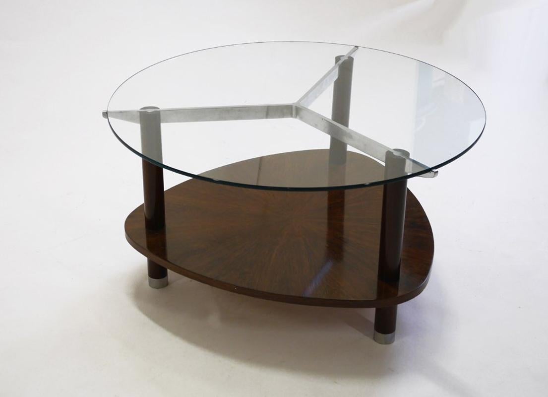 Plated Jules Leleu, Coffee Table with Tripod Base, circa 1930 For Sale