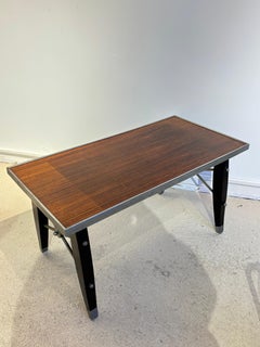 Table basse ancienne Jules Leleu, palissandre nickelé, 1930
