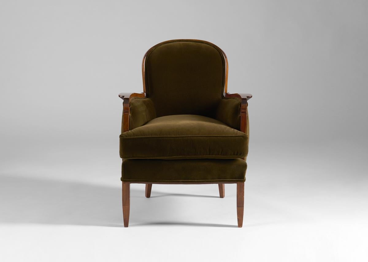 Mid-20th Century Jules Leleu, Art Deco Armchair, France, circa 1940 For Sale