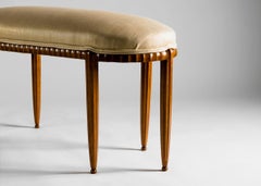 Jules Leleu, Art Deco Bench with Fluted Mahogany Frame, France, circa 1925