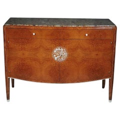 Jules Leleu Art Deco cabinet in amboyna with inlaid medallion