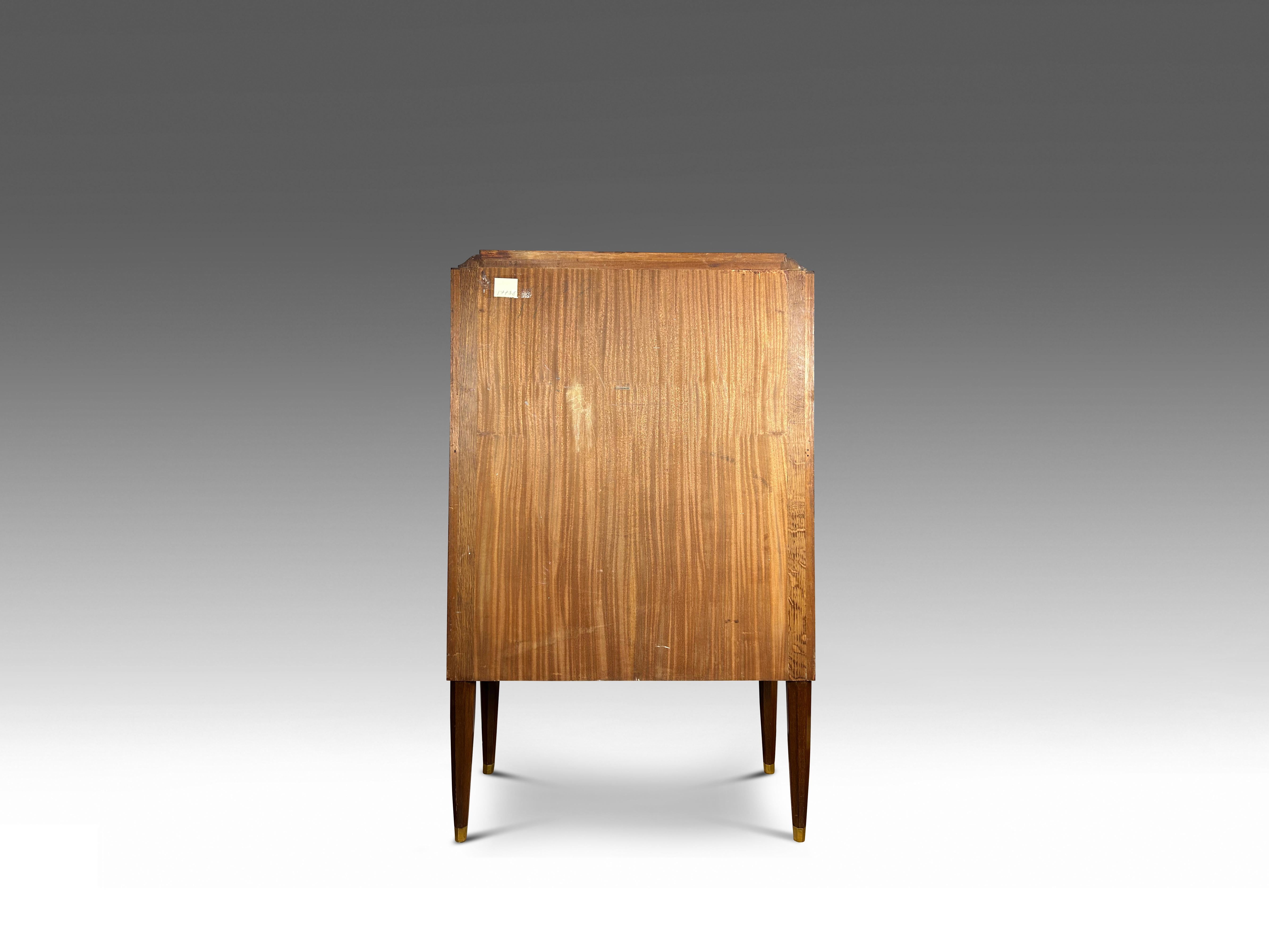 Jules Leleu Art Deco Cabinet with Floral Marquetry in Ebony and Mother of Pearl. For Sale 6
