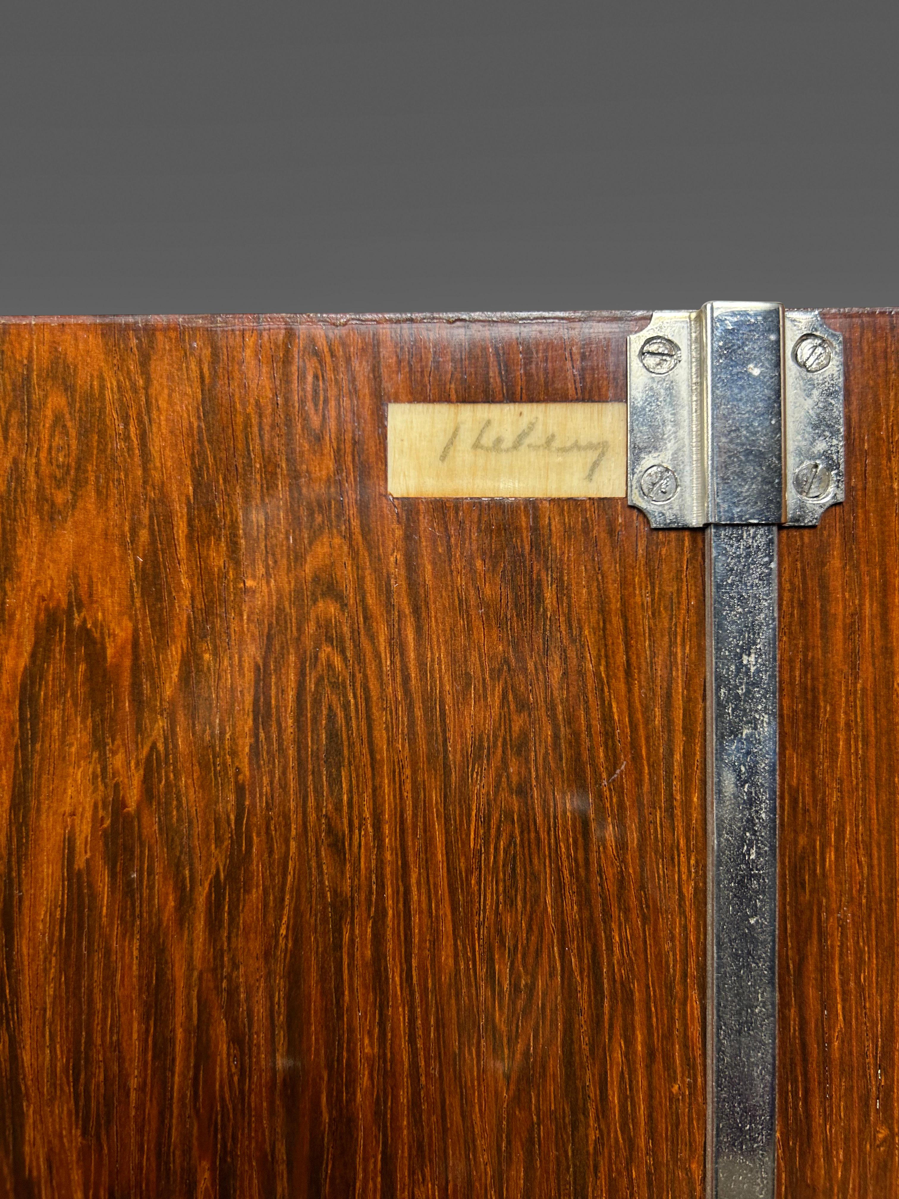 Jules Leleu Art Deco Cabinet with Floral Marquetry in Ebony and Mother of Pearl. For Sale 1