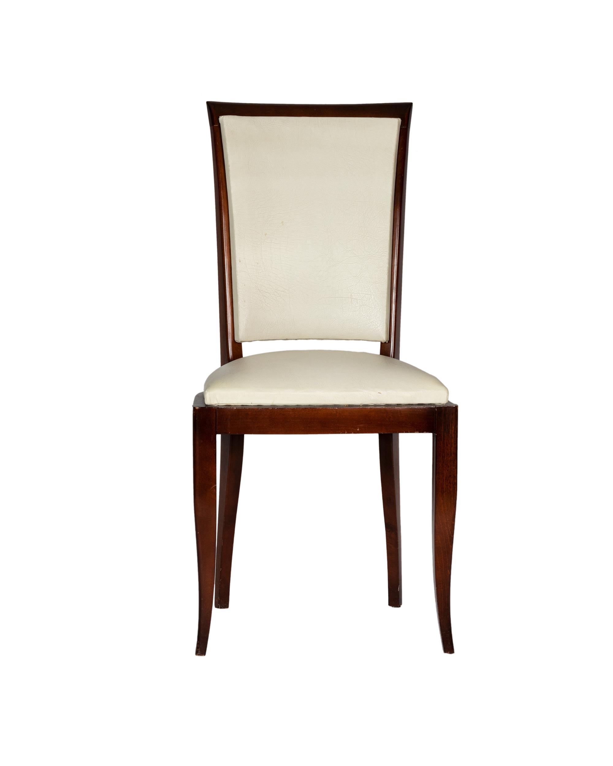 French Jules Leleu Art Deco Dining Chairs Set, 20th Century For Sale