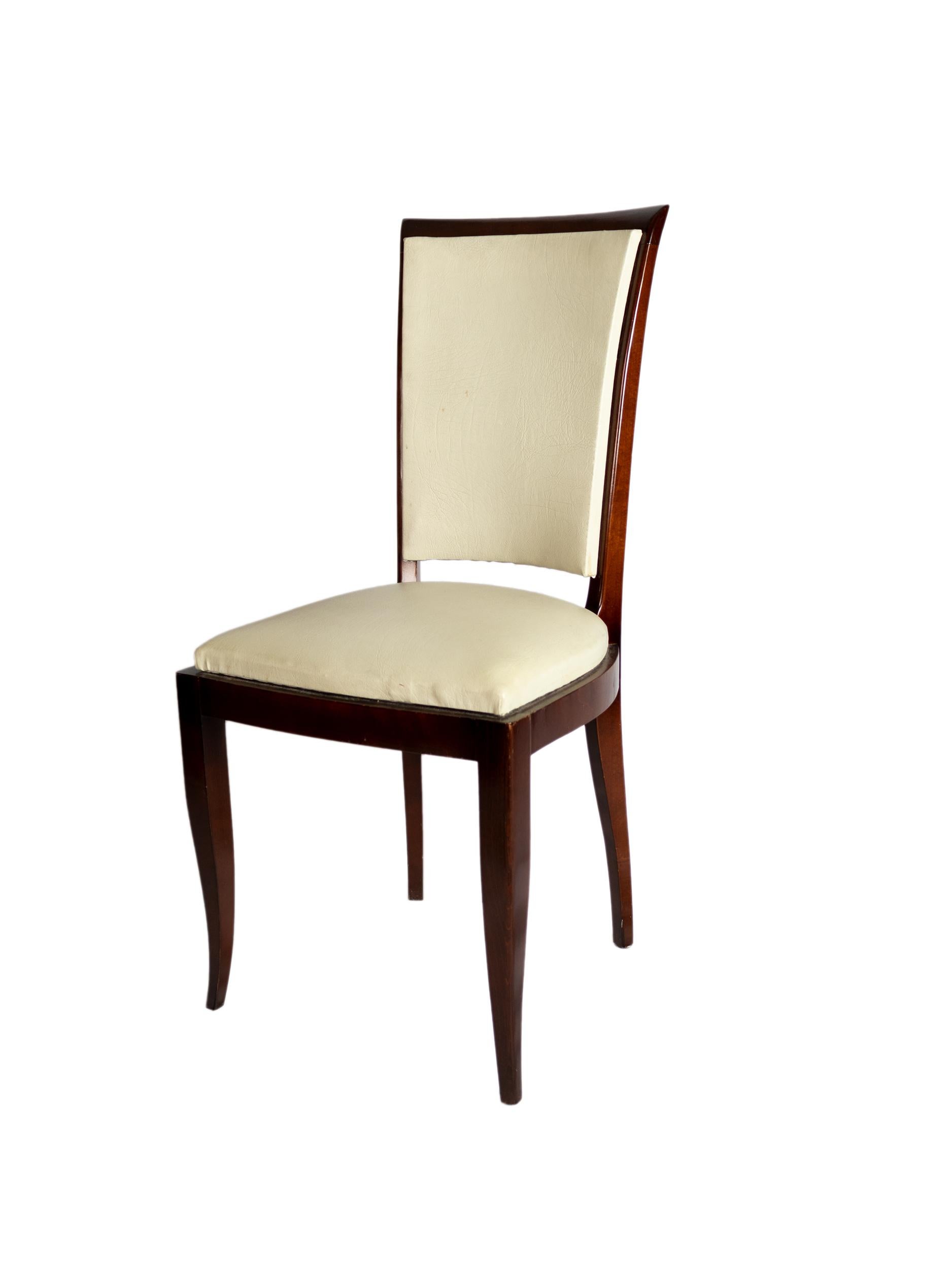 Jules Leleu Art Deco Dining Chairs Set, 20th Century For Sale 3