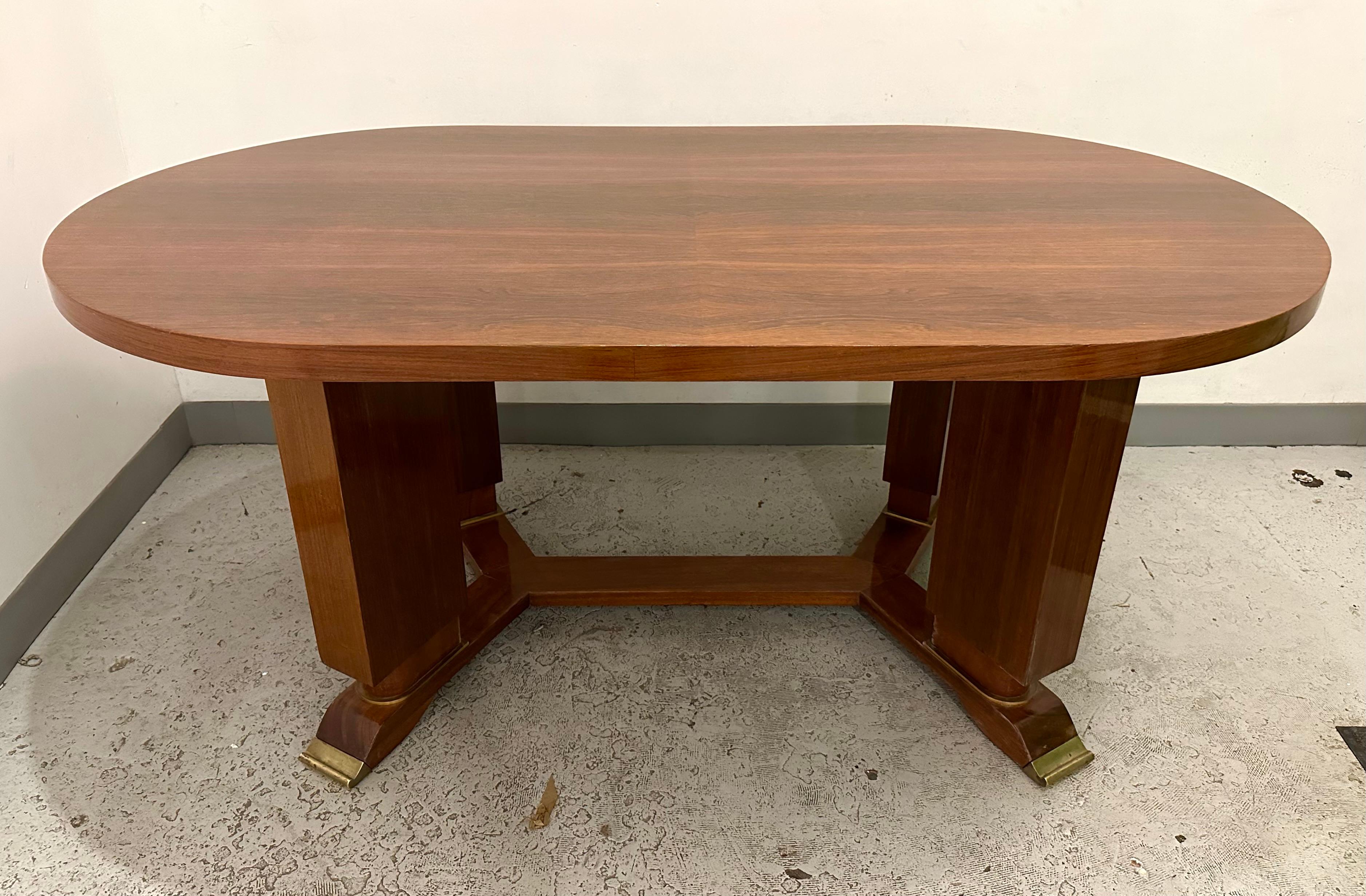 French Jules Leleu, Art Deco Dining or Writing Table, Signed For Sale