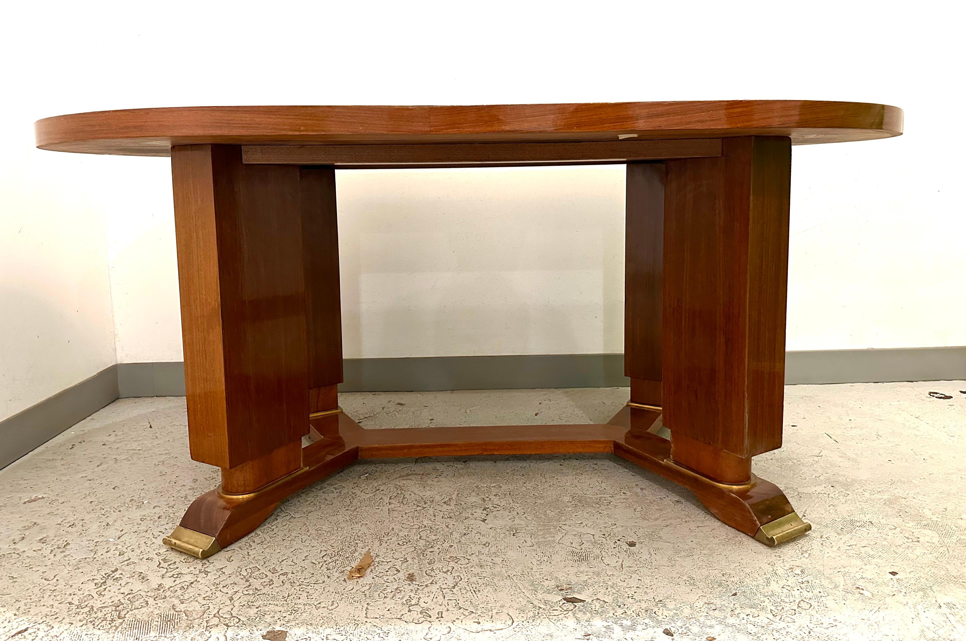 Jules Leleu, Art Deco Dining or Writing Table, Signed In Good Condition For Sale In Brooklyn, NY