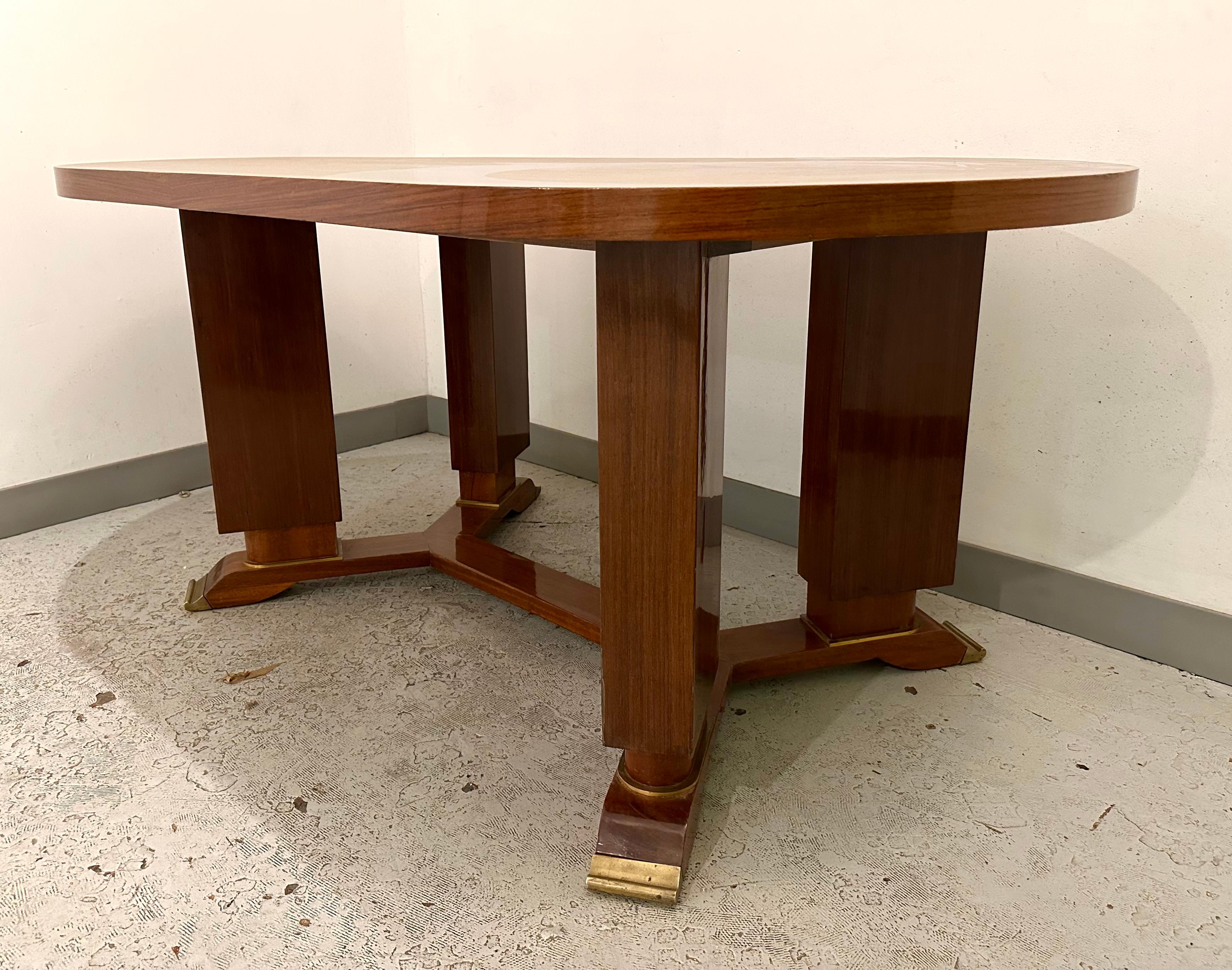Early 20th Century Jules Leleu, Art Deco Dining or Writing Table, Signed For Sale