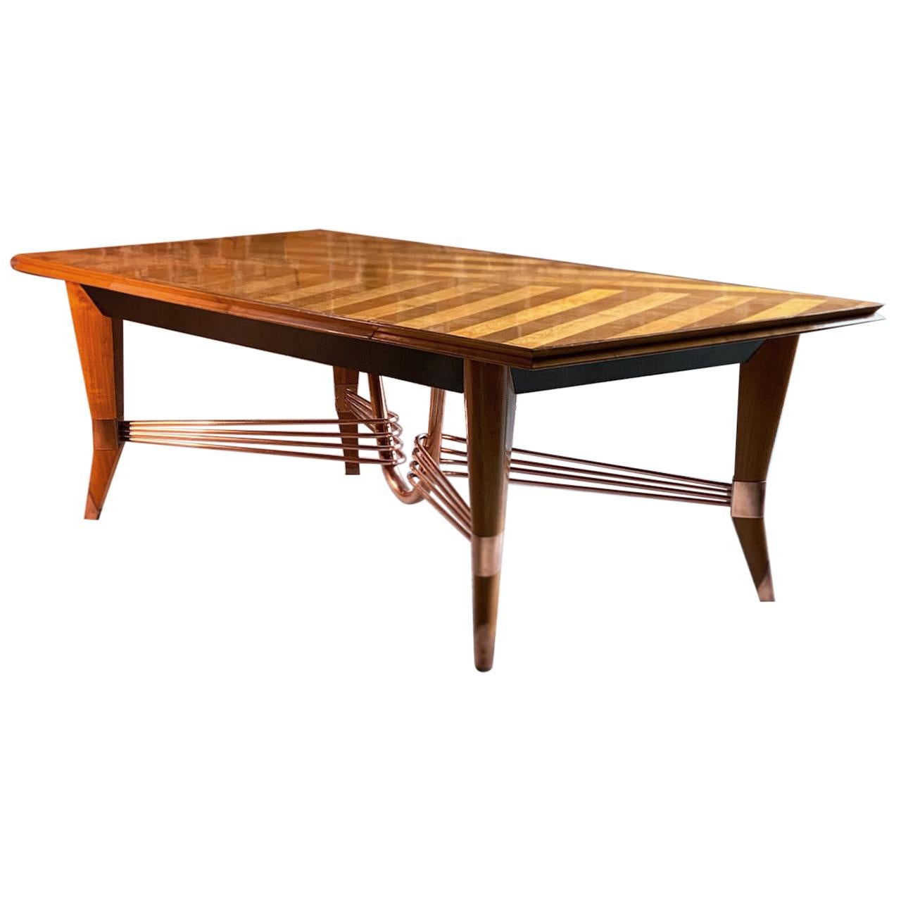 Jules Leleu Art Deco Maple Extending Dining Table, France, 1950