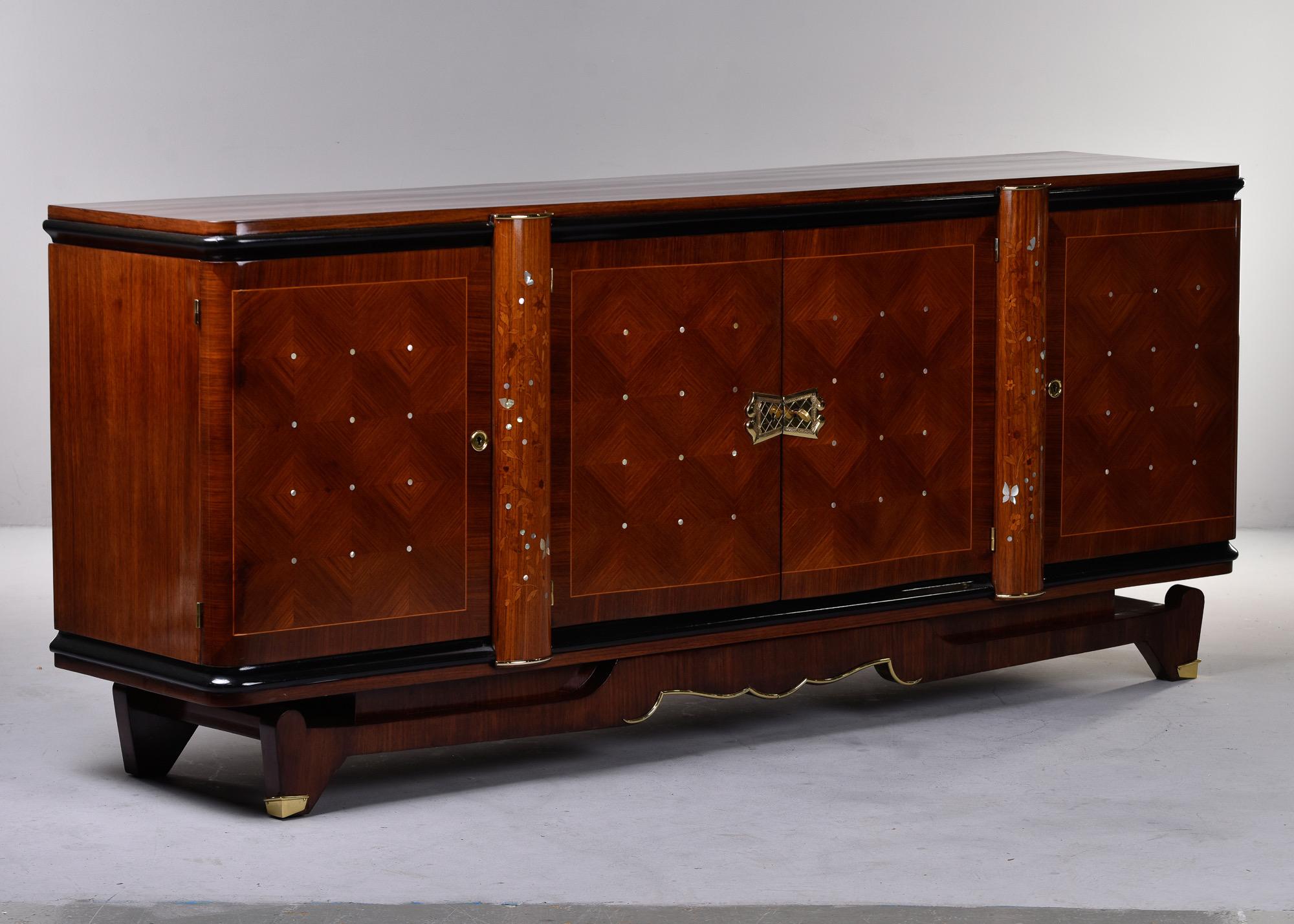 French Art Deco Palisandre Sideboard or Buffet with Mother of Pearl Inlay For Sale 4