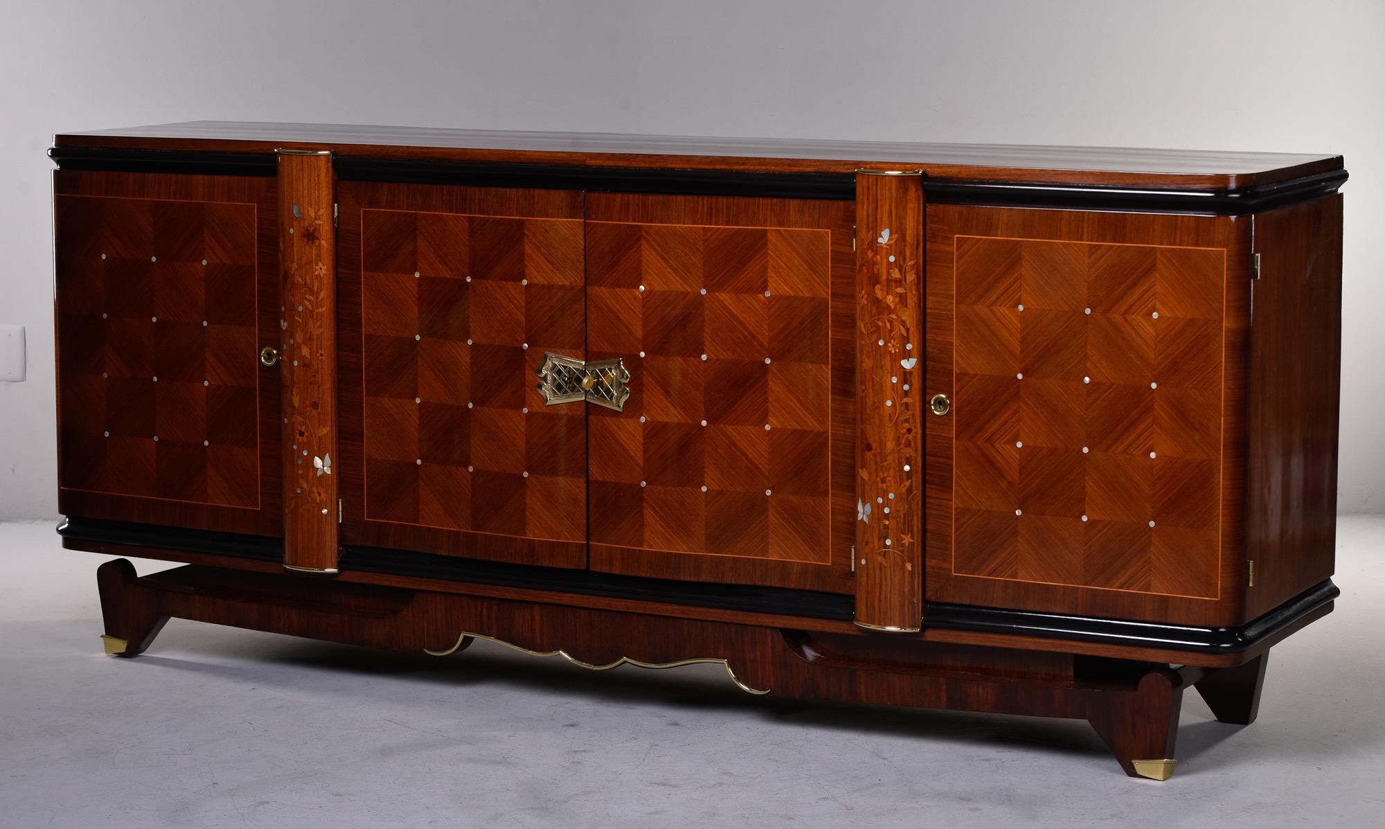 French Art Deco Palisandre Sideboard or Buffet with Mother of Pearl Inlay For Sale 9