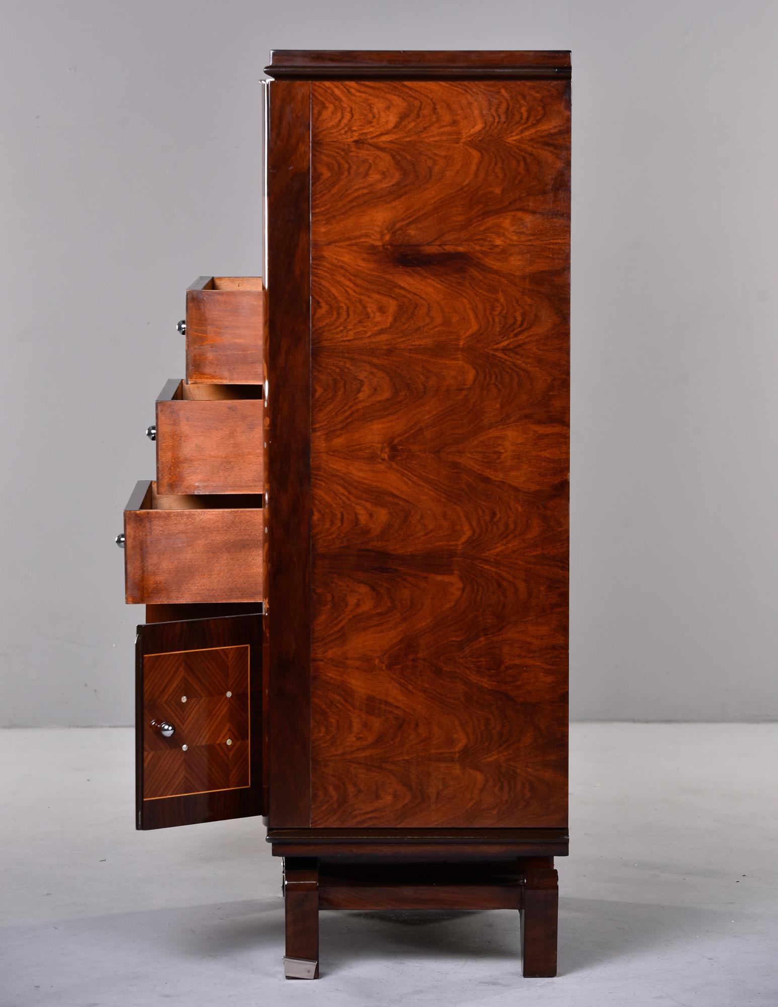 French Art Deco Palisandre Tall Cabinet with Mother of Pearl Inlay For Sale 4