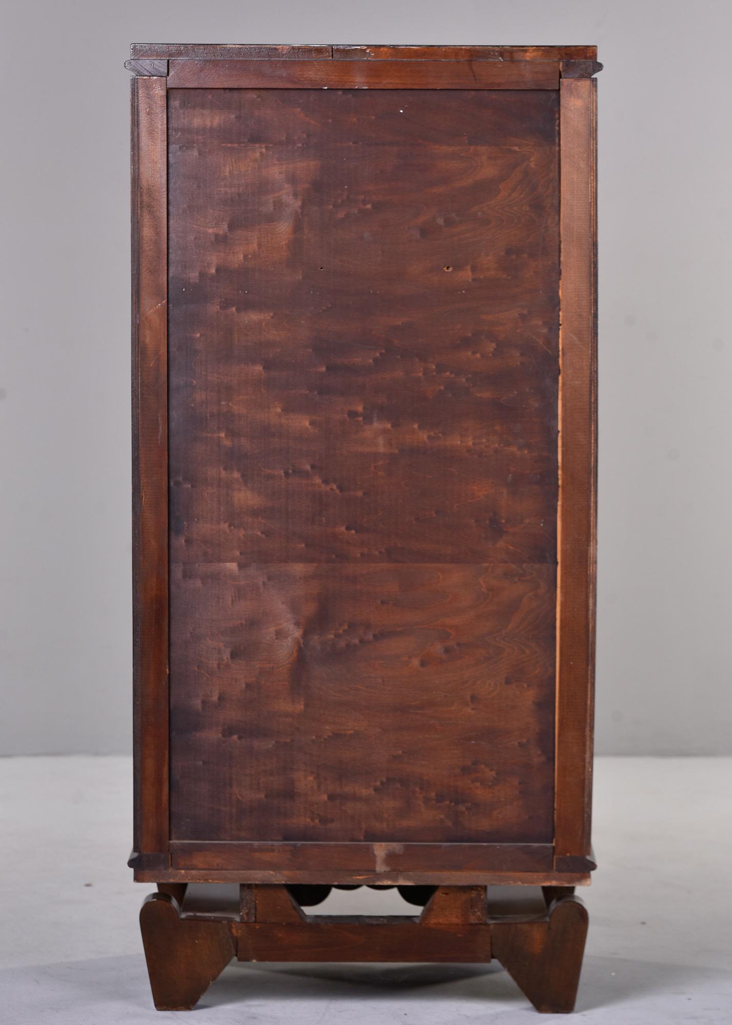 French Art Deco Palisandre Tall Cabinet with Mother of Pearl Inlay For Sale 5