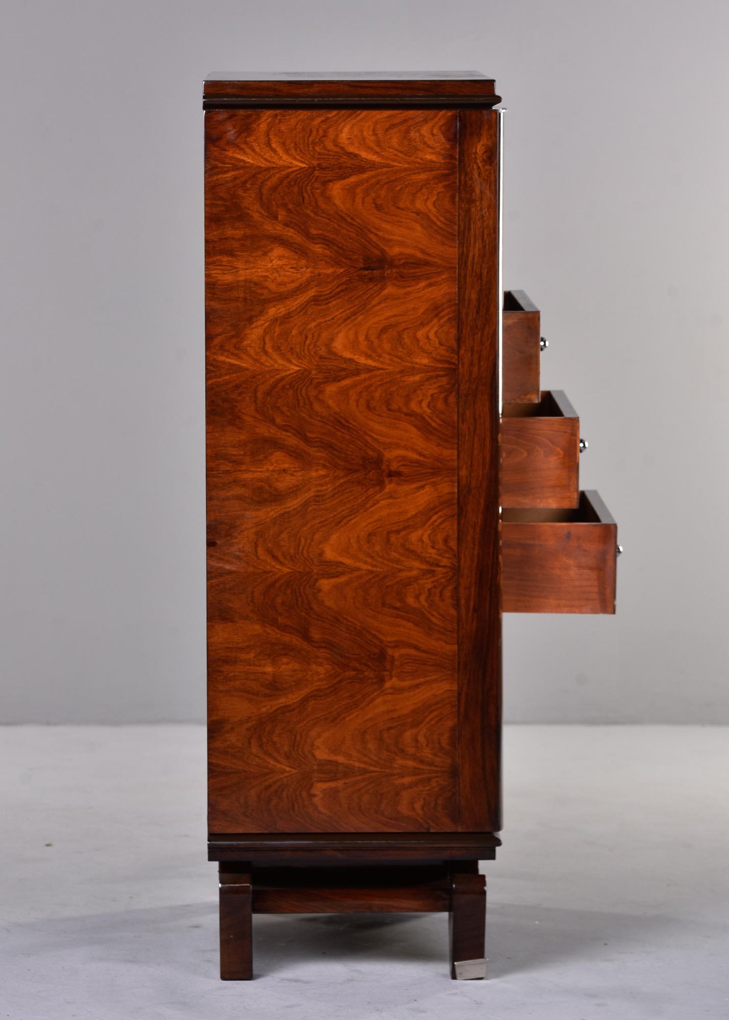 French Art Deco Palisandre Tall Cabinet with Mother of Pearl Inlay For Sale 7