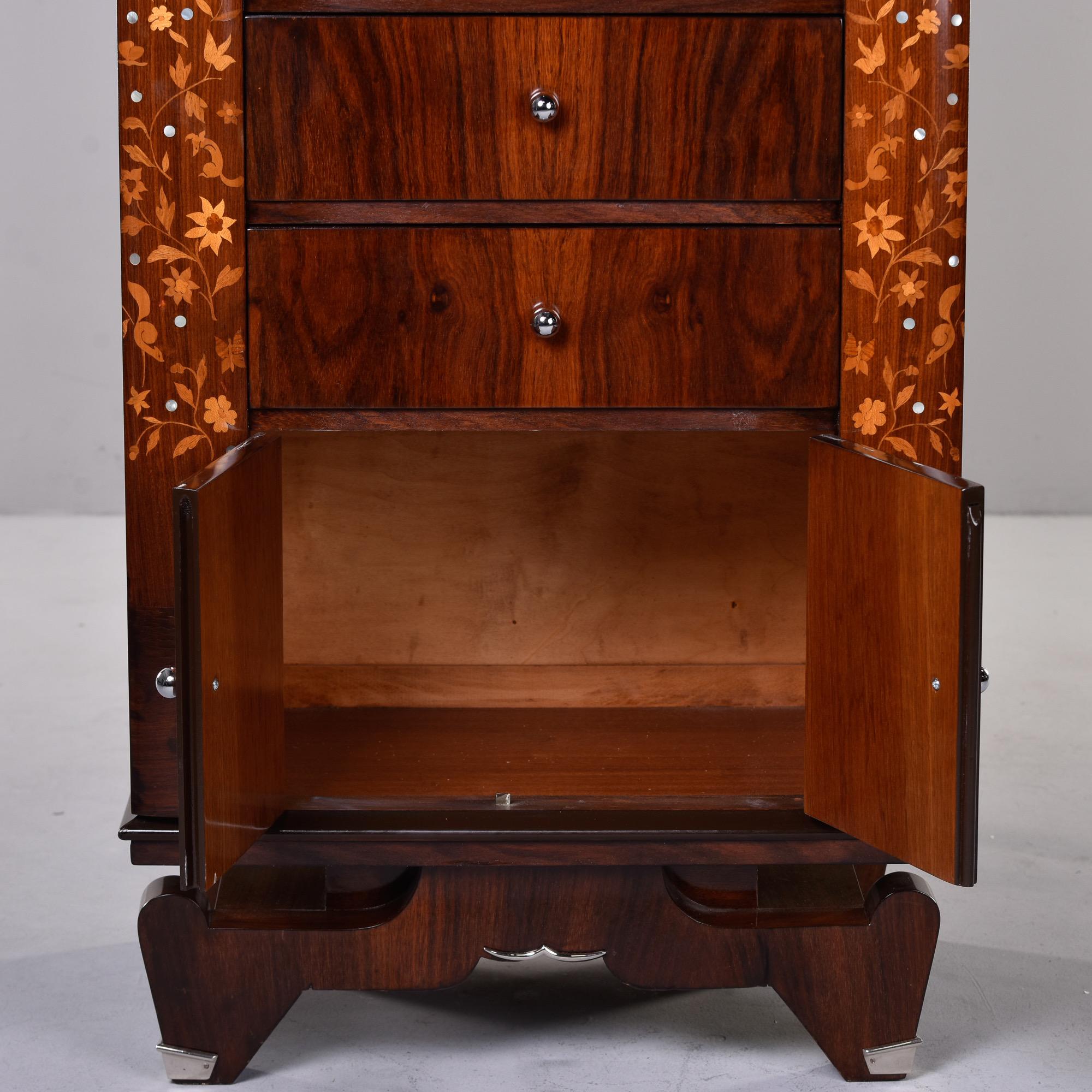 French Art Deco Palisandre Tall Cabinet with Mother of Pearl Inlay In Good Condition For Sale In Troy, MI