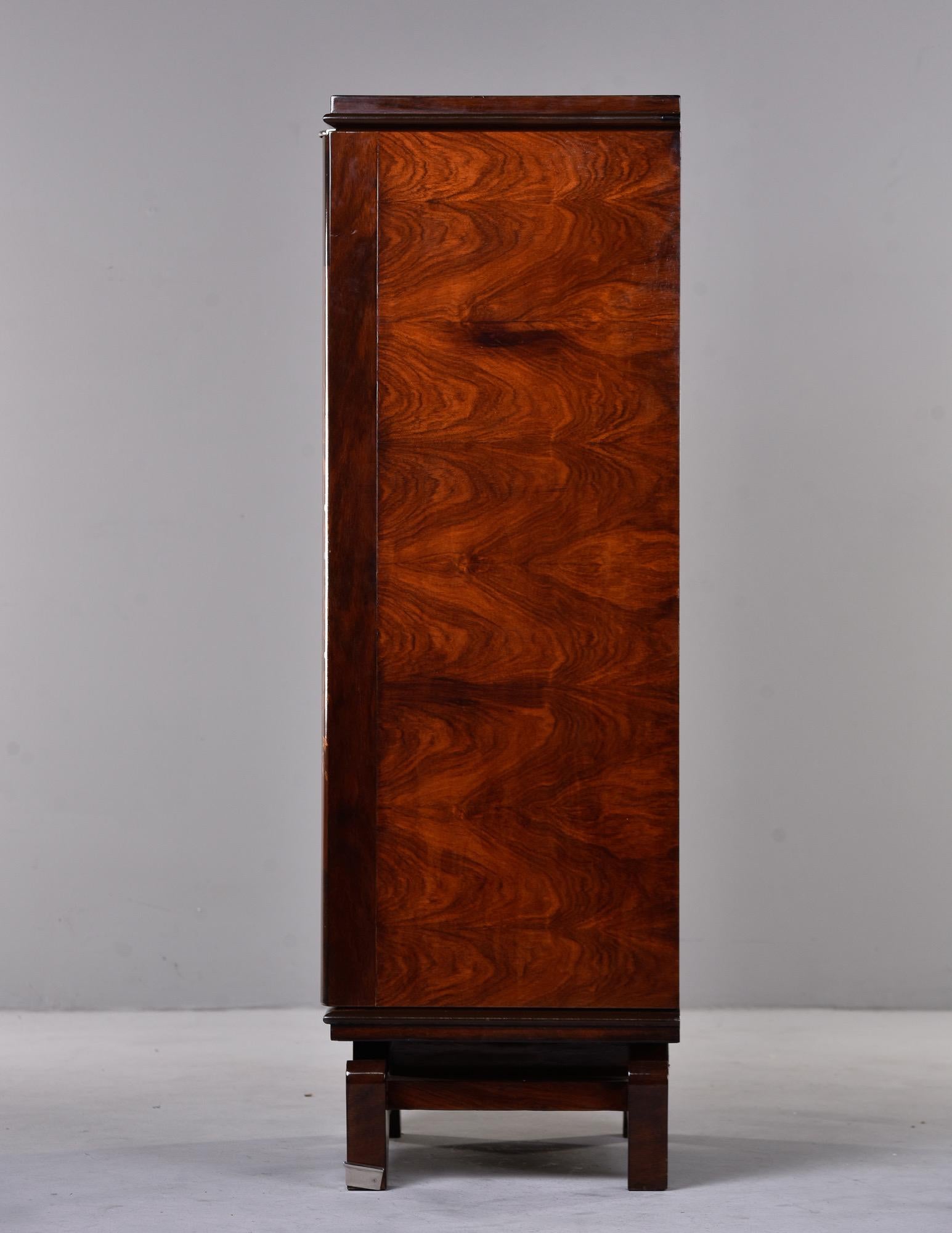French Art Deco Palisandre Tall Cabinet with Mother of Pearl Inlay For Sale 3