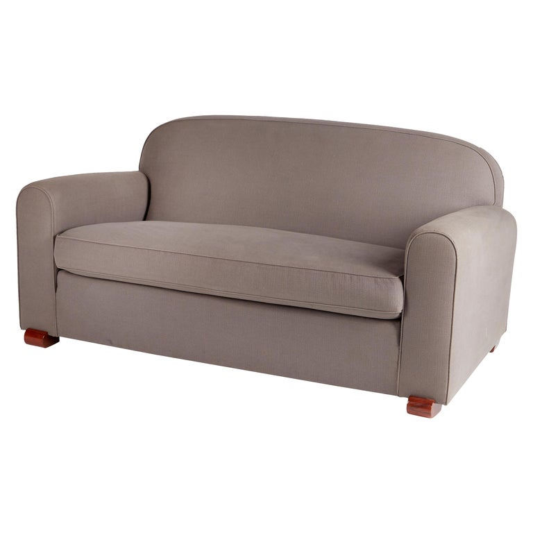 Jules Leleu, Art Deco Sofa with Rounded Back, French, 1930s For Sale