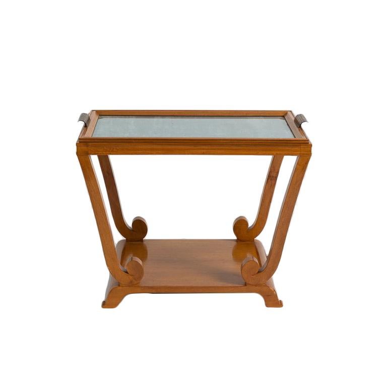 Jules Leleu, Art Deco, Two-Tiered Side Table with Removable Tray, France