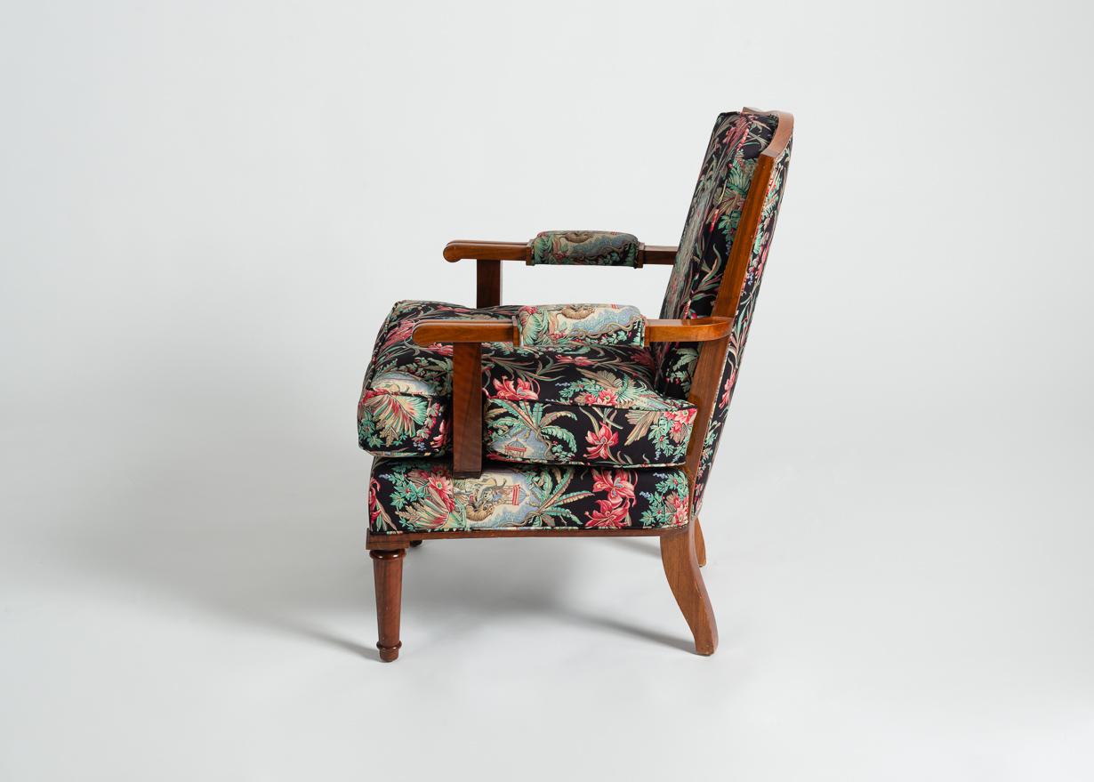 Art-déco-Sessel aus Nussbaumholz von Jules Leleu, Frankreich, um 1948 im Zustand „Gut“ im Angebot in New York, NY