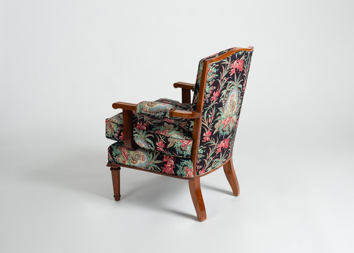 Art-déco-Sessel aus Nussbaumholz von Jules Leleu, Frankreich, um 1948 (20. Jahrhundert) im Angebot