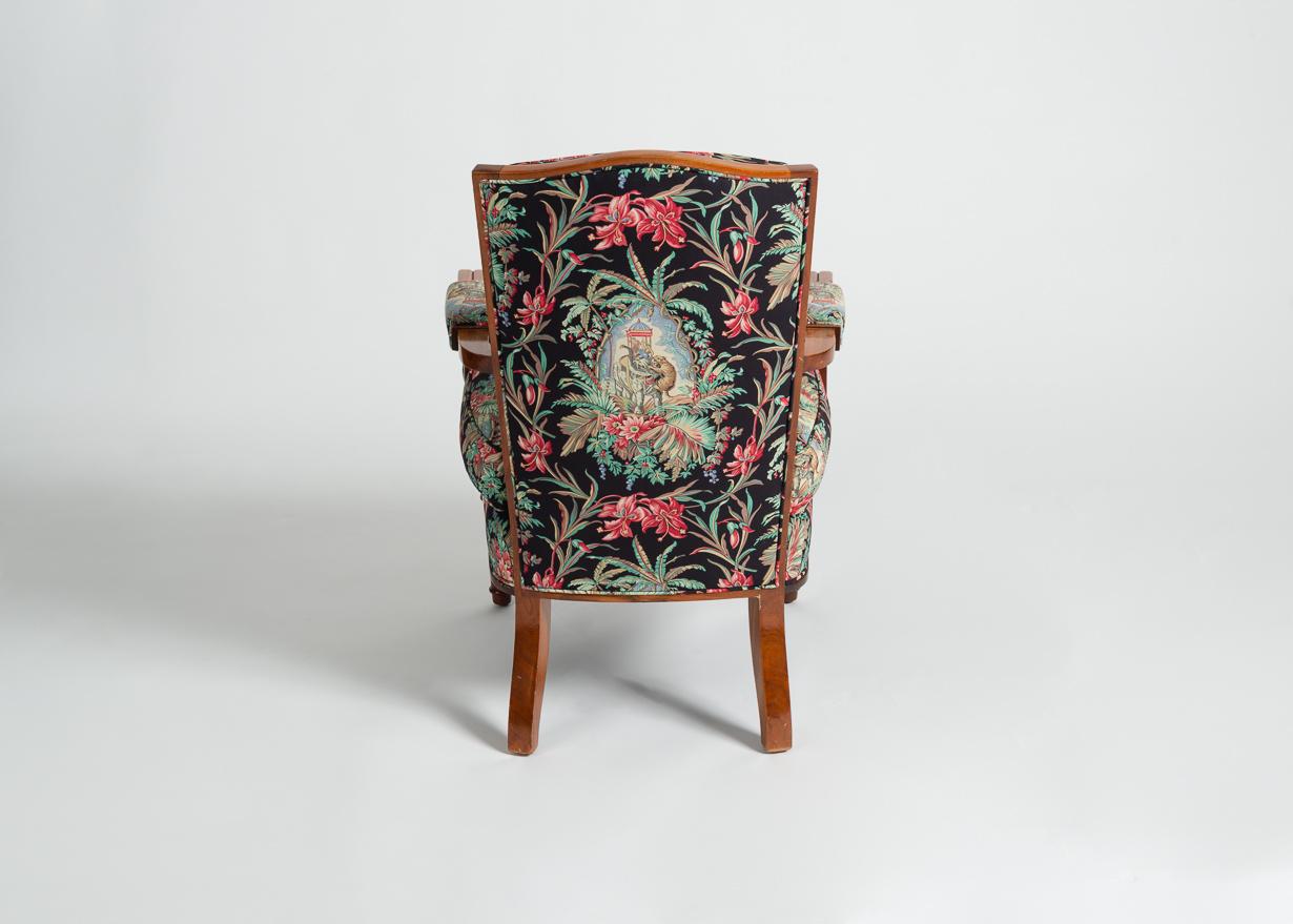 Art-déco-Sessel aus Nussbaumholz von Jules Leleu, Frankreich, um 1948 (Walnuss) im Angebot