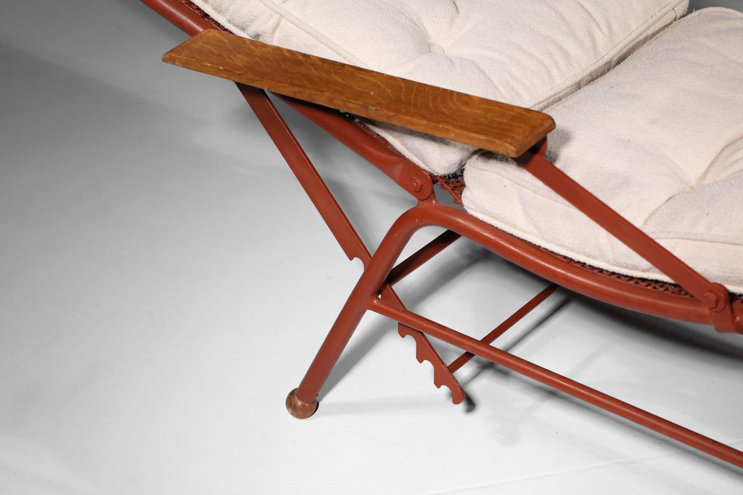 Lit chaise longue Jules Leleu conçu par Jean Prouvé pour le Plateau d'Assy Bon état - En vente à Ternay, Auvergne-Rhône-Alpes