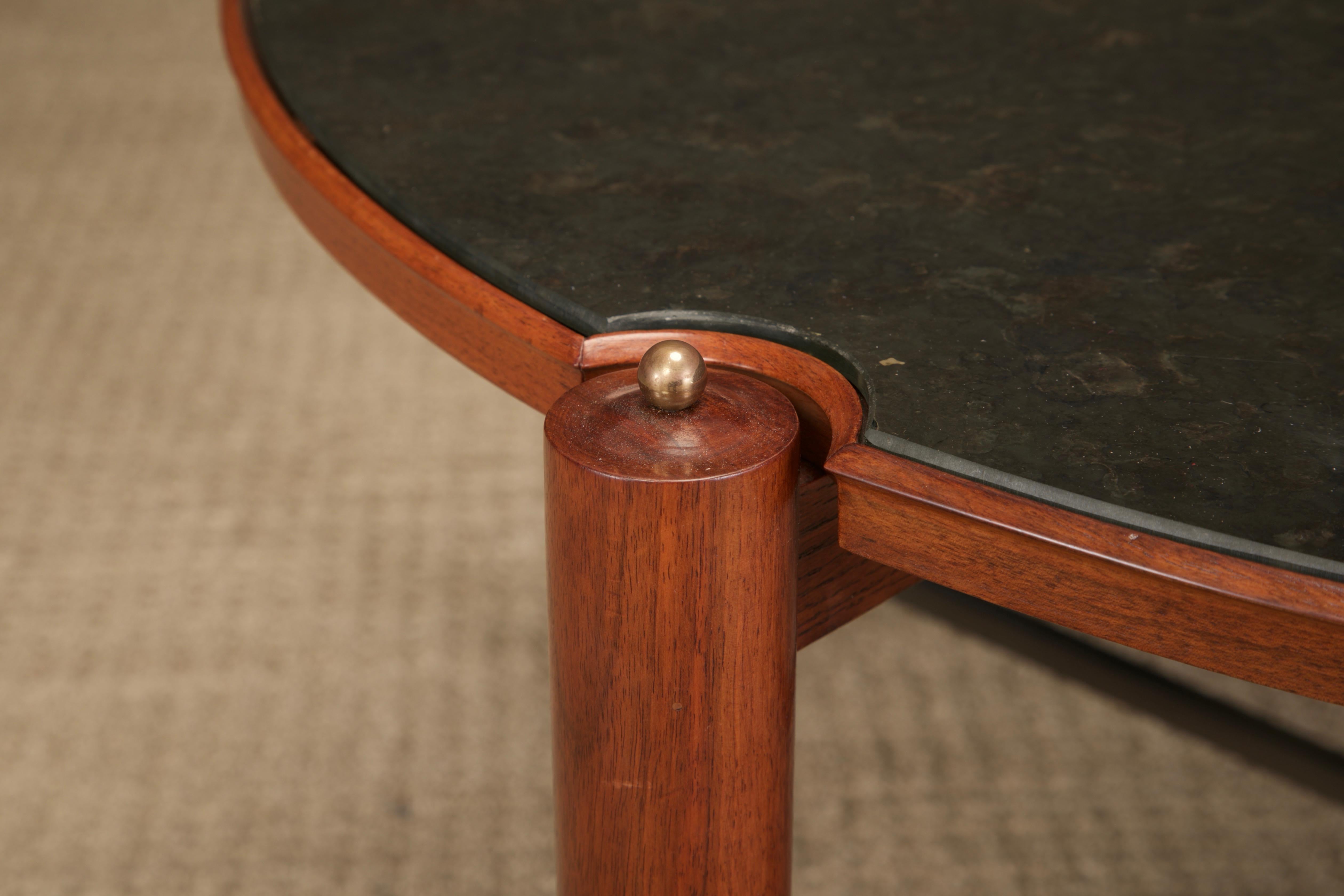 Jules Leleu Documented Coffee Table in Mahogany and Brass, France, c 1957 For Sale 6