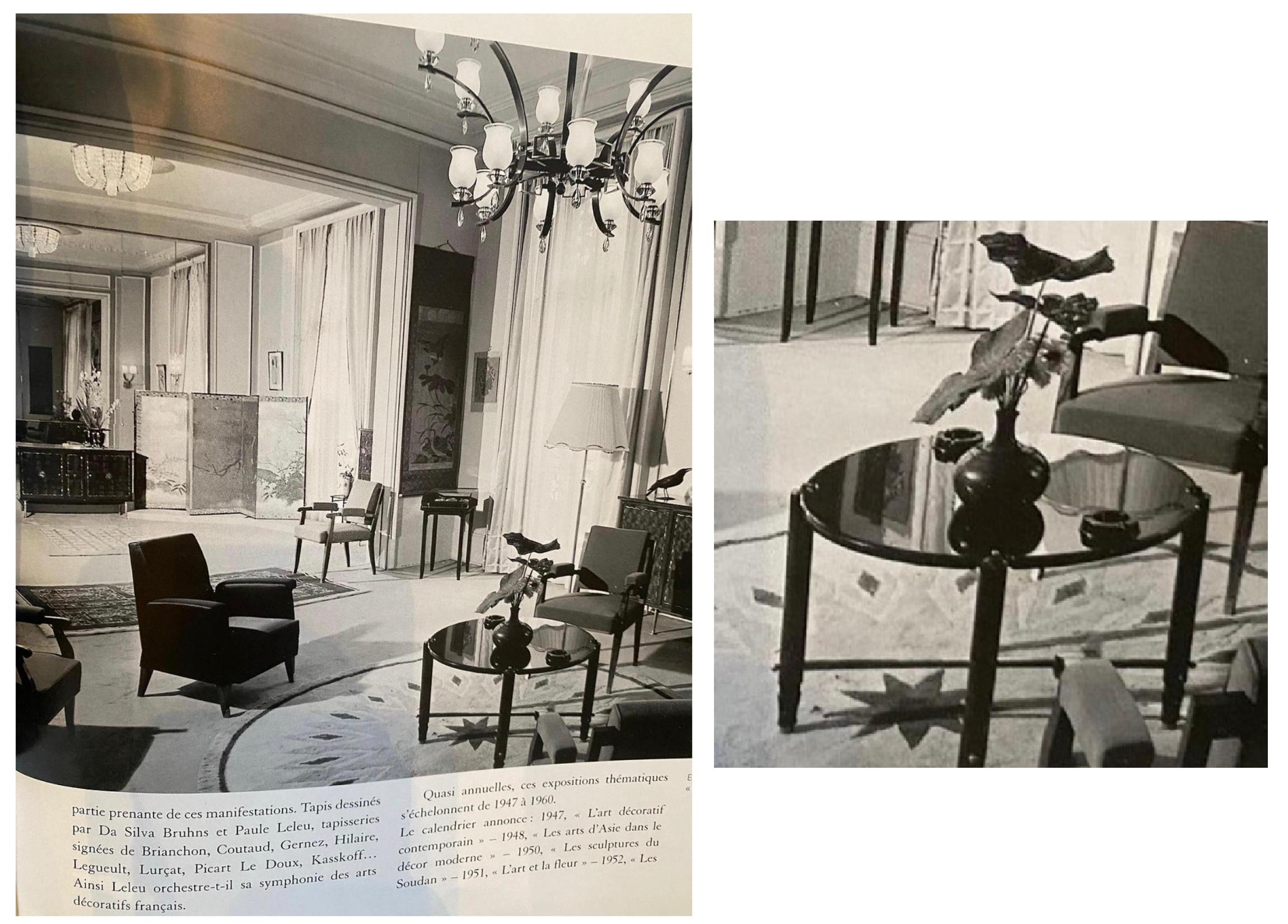Table basse documentée Jules Leleu en acajou et laiton, France, vers 1957 en vente 13