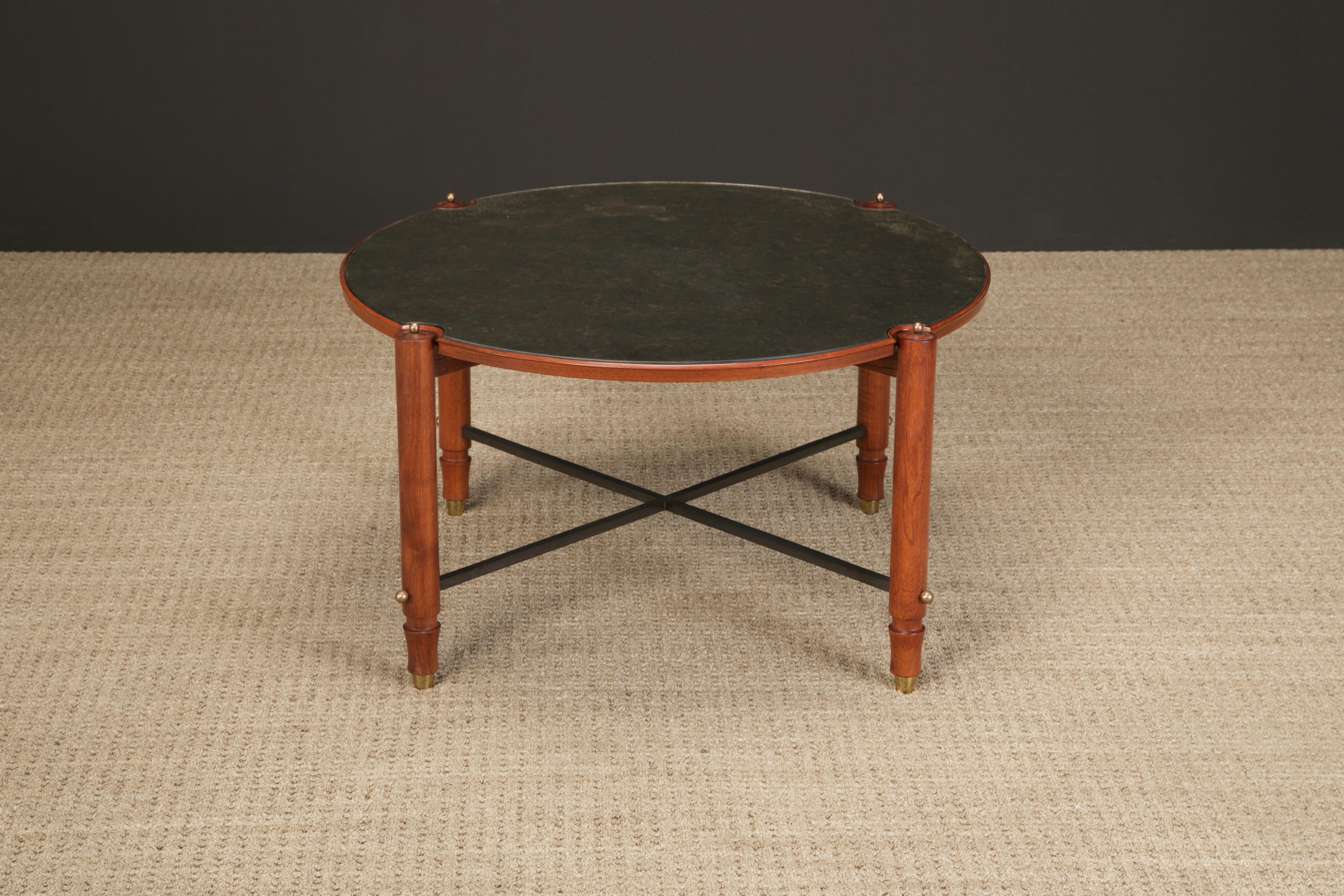 Jules Leleu Documented Coffee Table in Mahogany and Brass, France, c 1957 For Sale 1