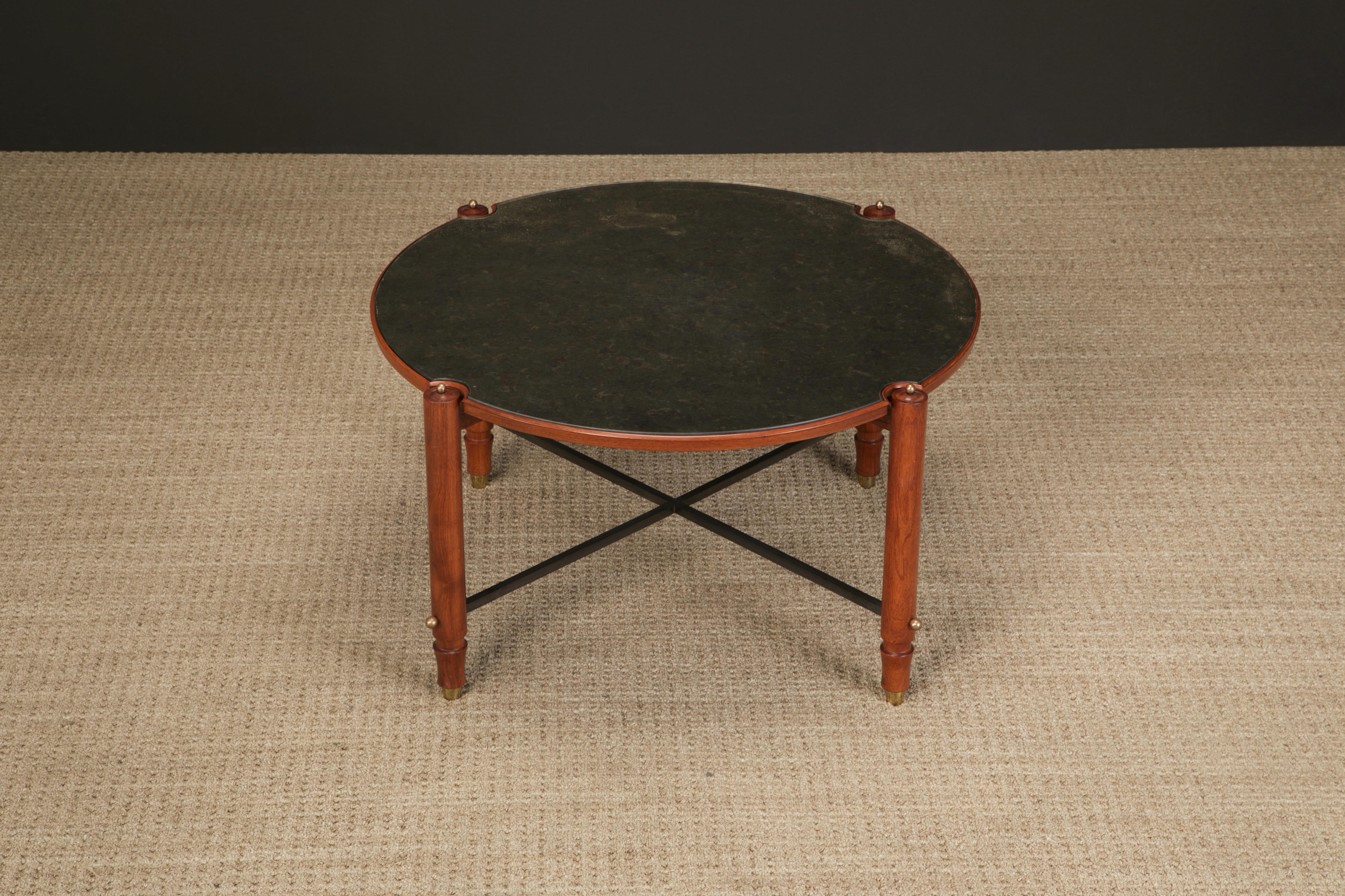 Jules Leleu Documented Coffee Table in Mahogany and Brass, France, c 1957 For Sale 2
