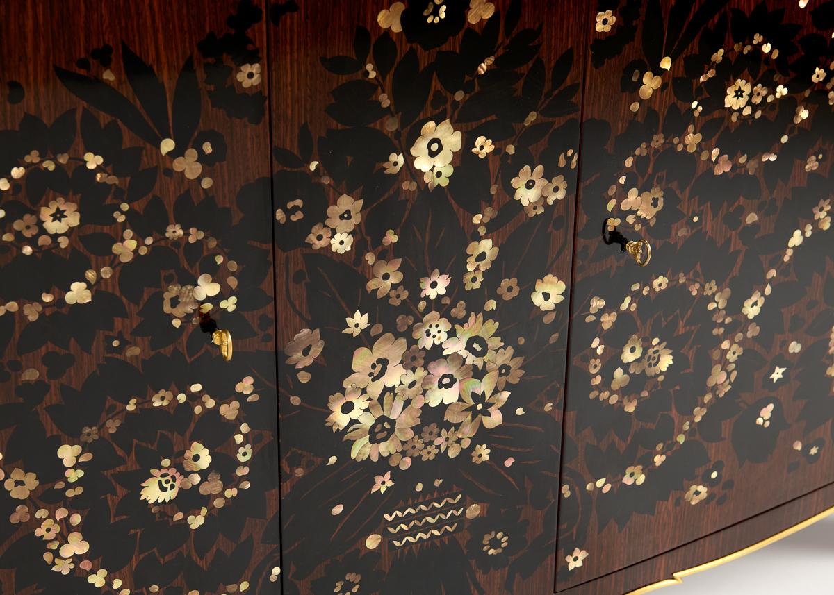 Mid-20th Century Jules Leleu, Feu d’Artifice, Fireworks Commode with Inlaid Front, France, 1938