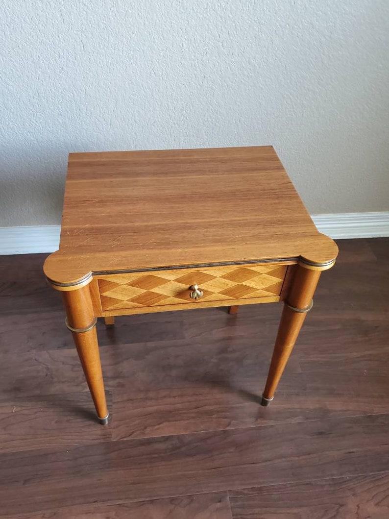 Jules Leleu French Art Deco Bedside Nightstand In Good Condition For Sale In Forney, TX