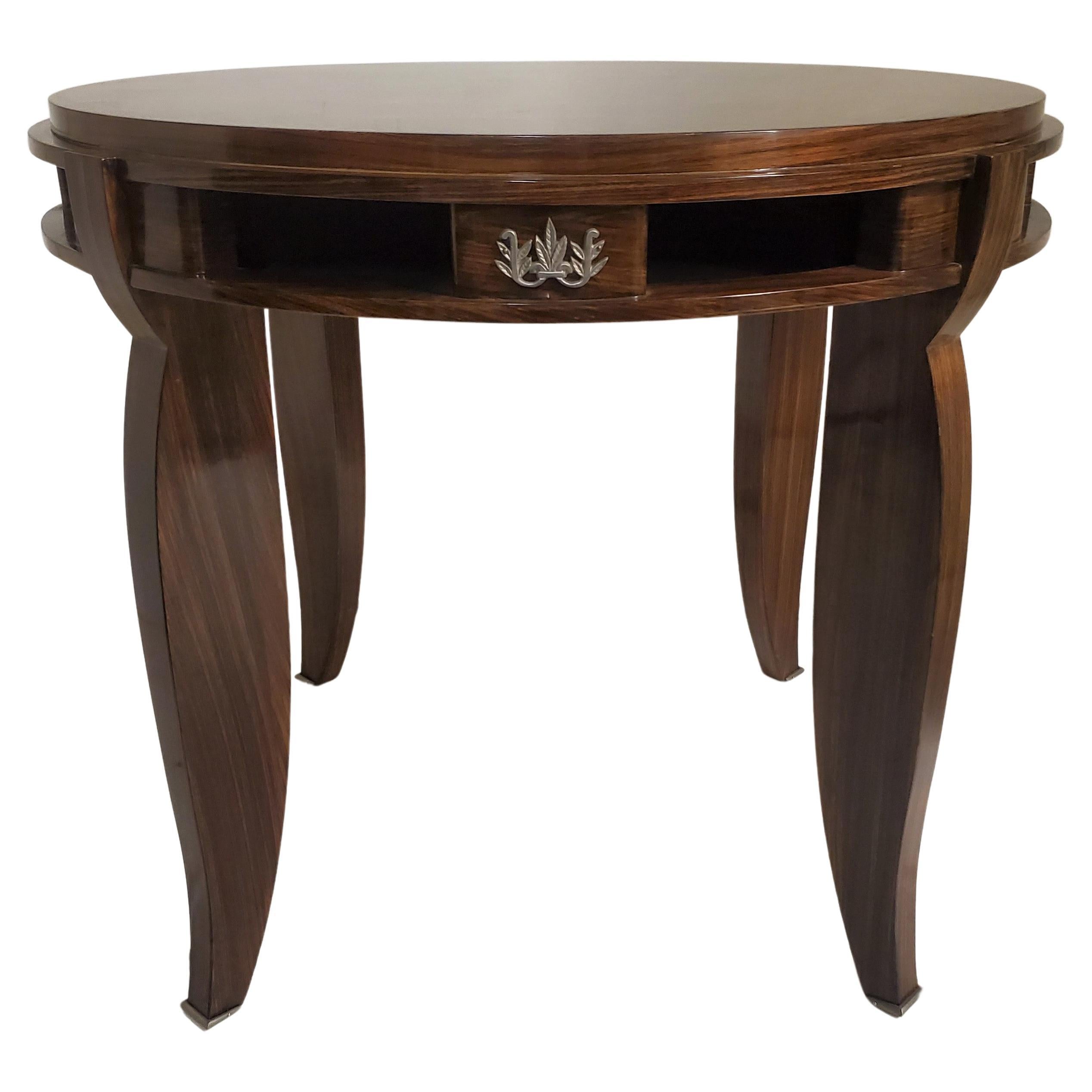 Table d'appoint/table de jeu en parquet incrusté Art Déco français Jules Leleu en vente 6