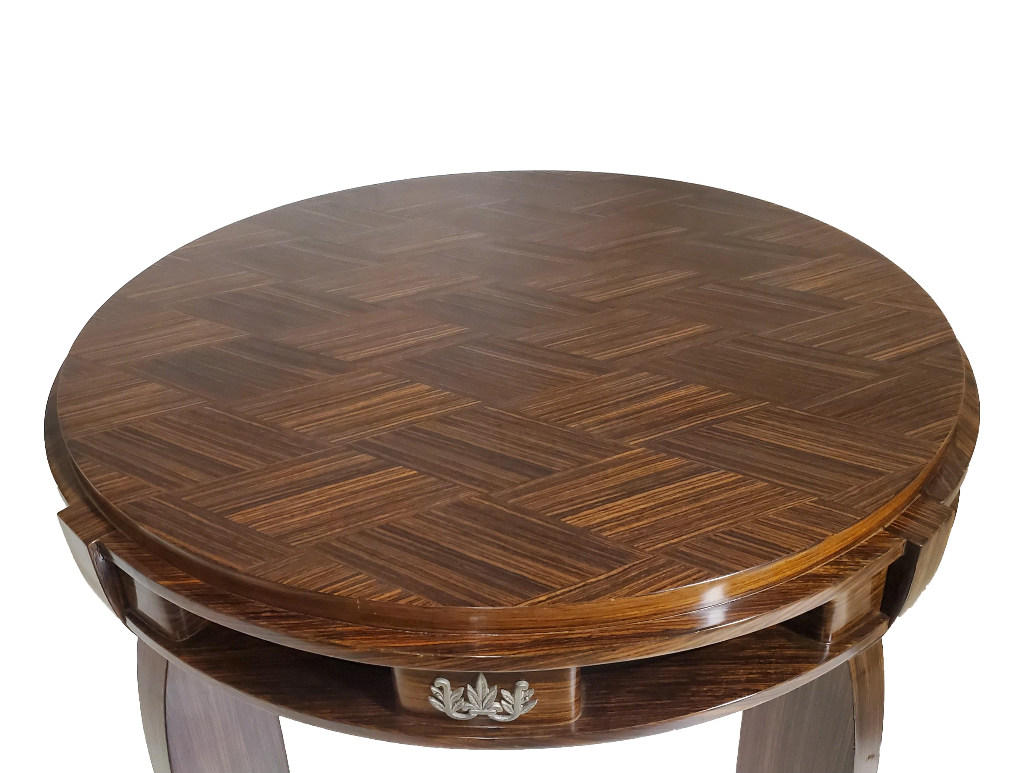 20th Century Jules Leleu French Art Deco Parquetry Inlaid End/ Card /Center/ Games Table For Sale