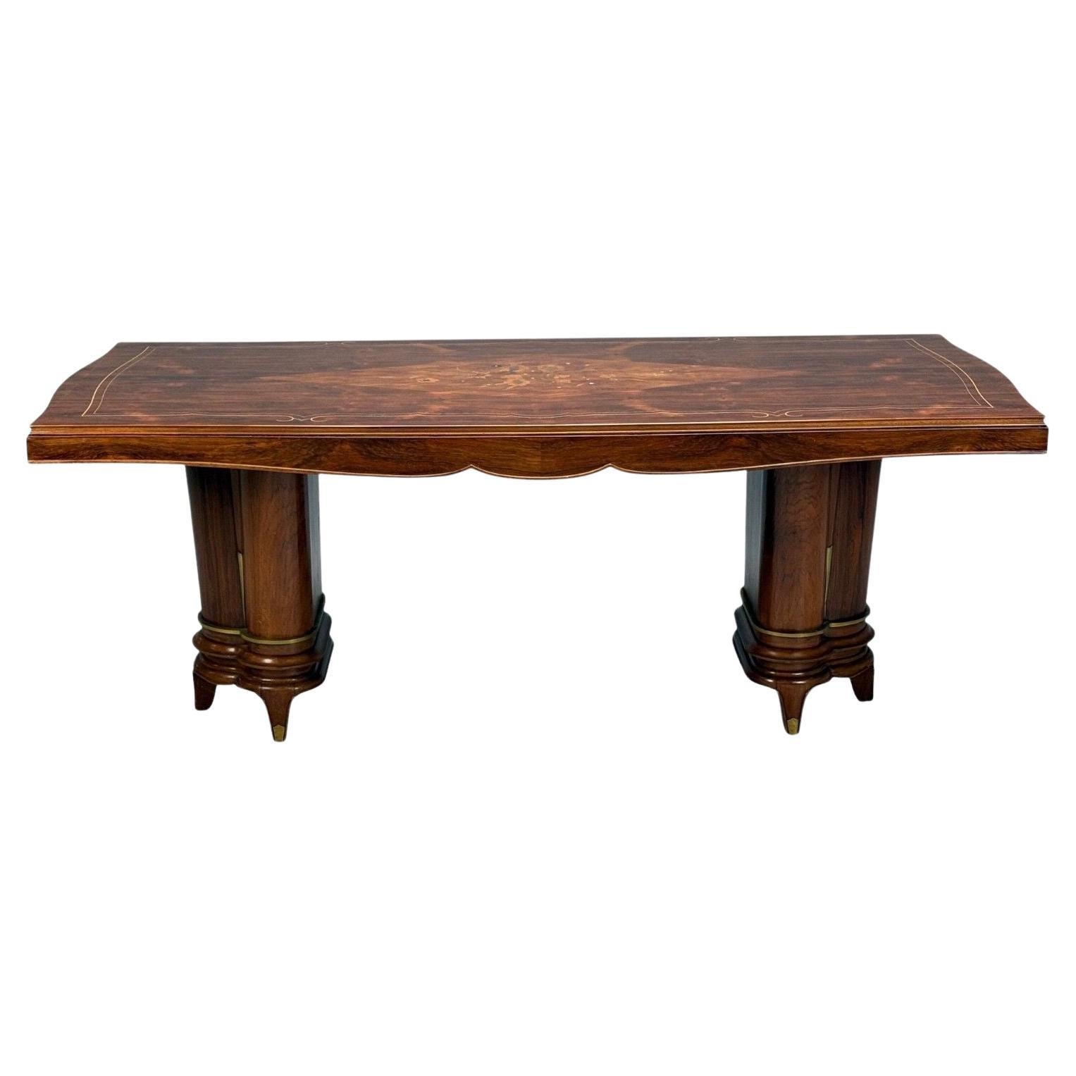 Jules Leleu, French Art Deco, Rosewood, Abalone, Dining Table, France, 1930s For Sale