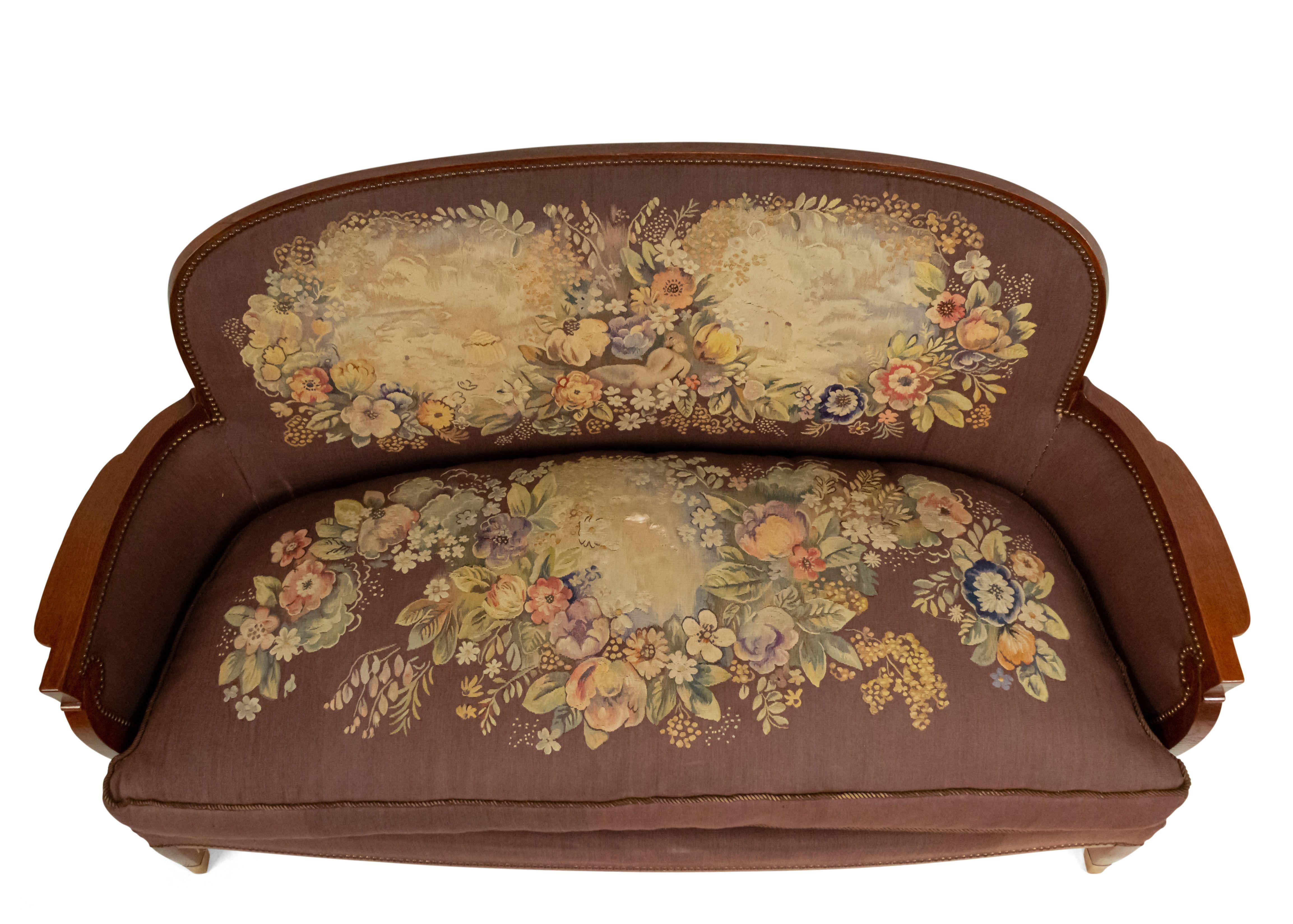 French Art Deco Tapestry Loveseat For Sale 6