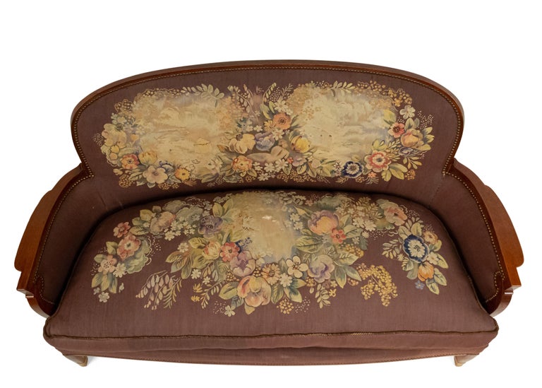 French Art Deco Tapestry Loveseat For Sale at 1stDibs