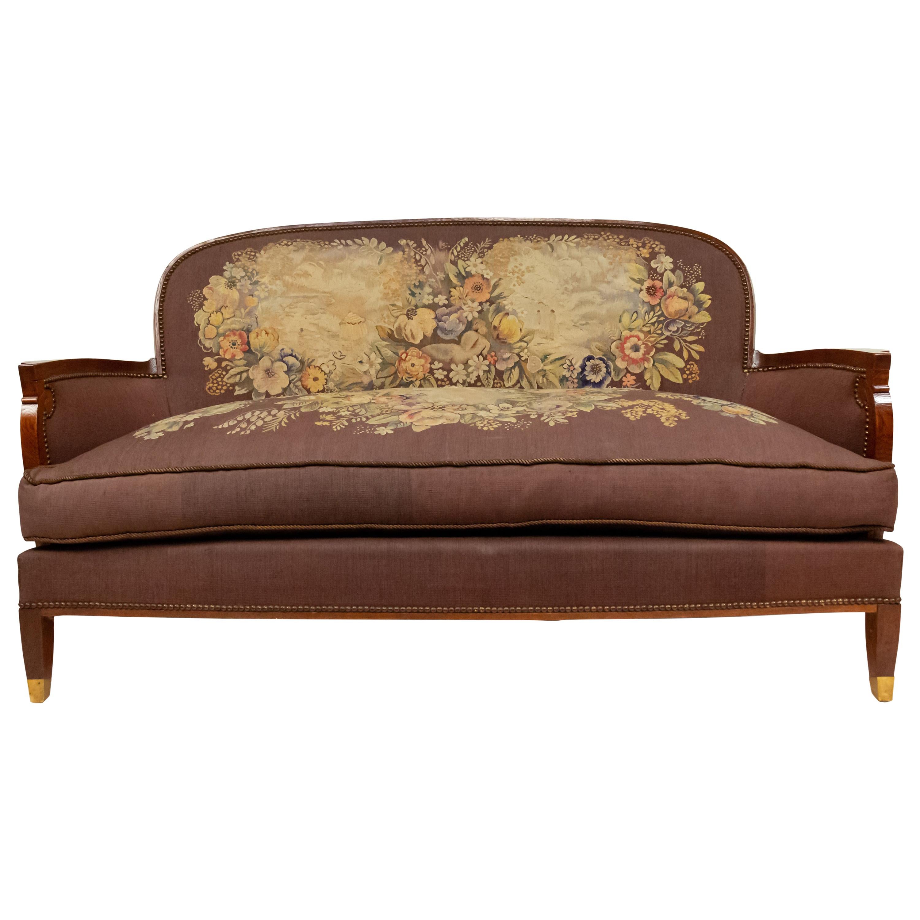 French Art Deco Tapestry Loveseat For Sale