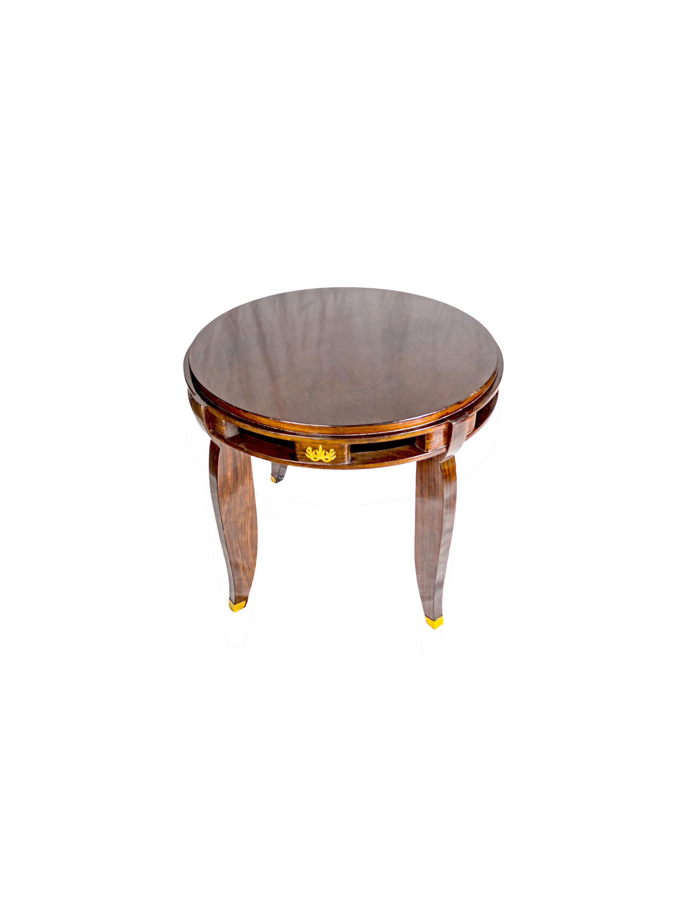Jules Leleu Golden Round Table In Good Condition For Sale In Lisbon, PT