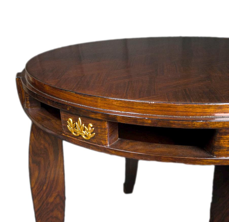 20th Century Jules Leleu Golden Round Table For Sale