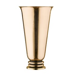 Jules Leleu, Golden Metal Art Deco French Vase, 1930