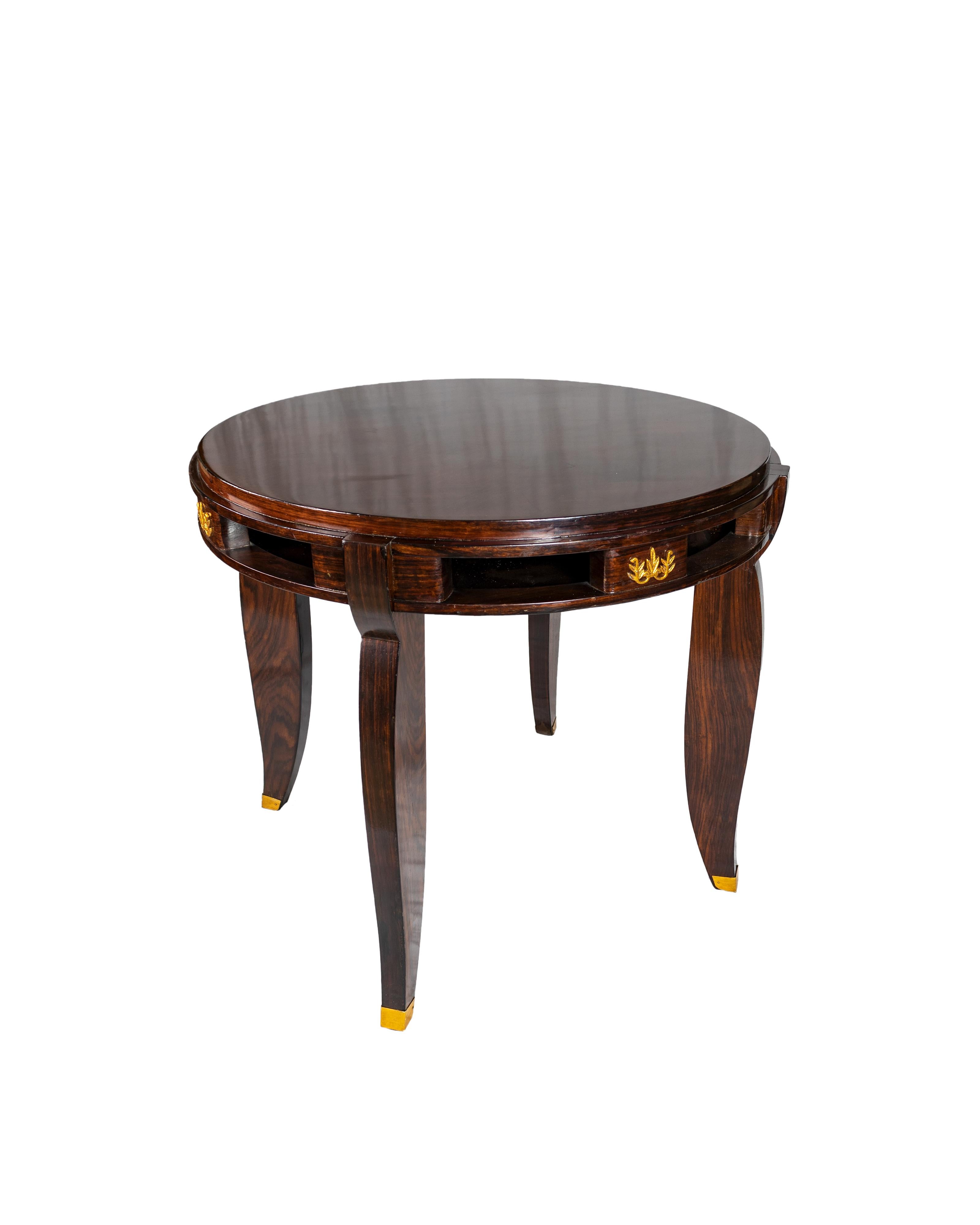 Goldener runder Tisch von Jules Leleu (Französisch) im Angebot