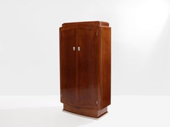 Jules Leleu mahogany cabinet nickeled metal 1930