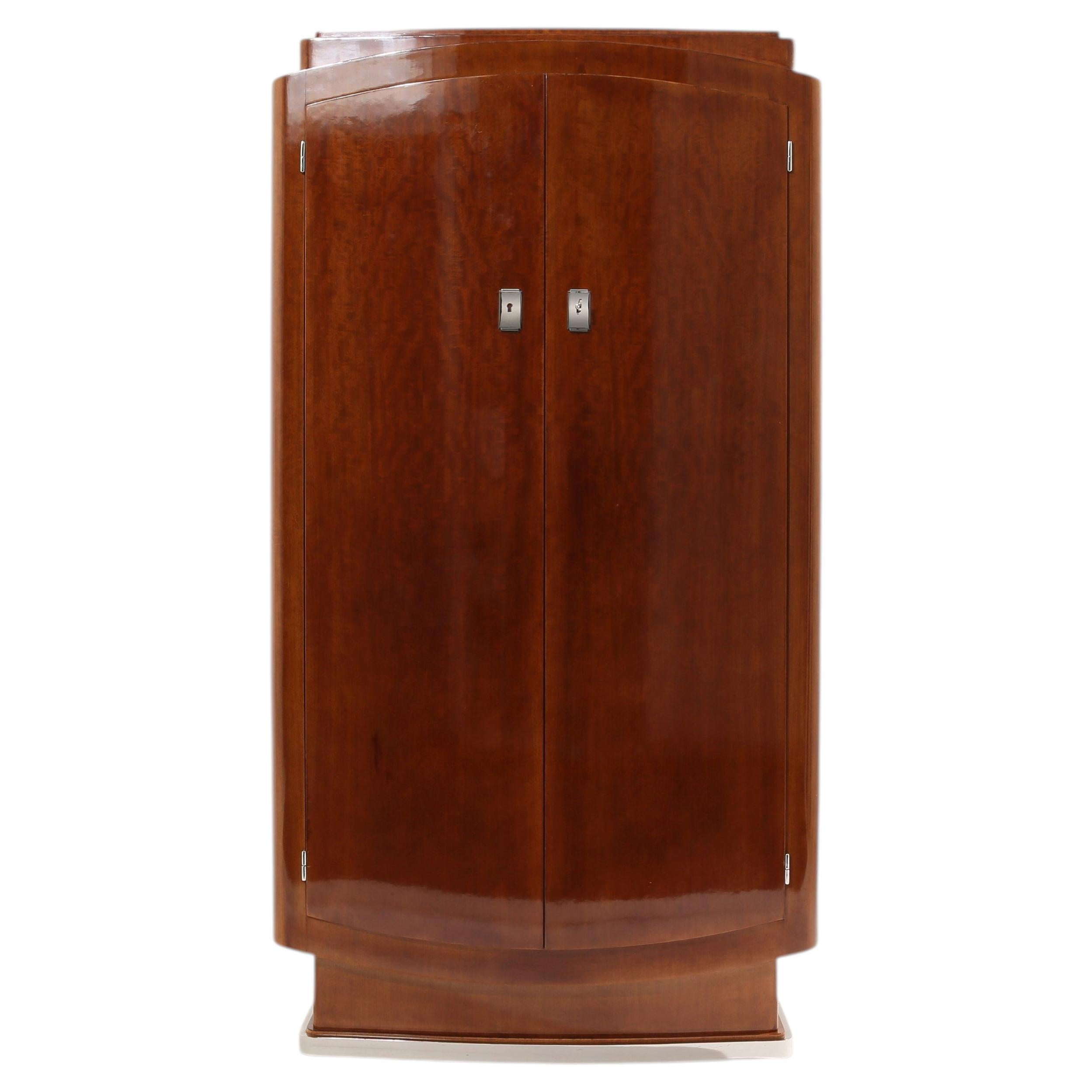 Cabinet en acajou Jules Leleu métal nickelé 1930