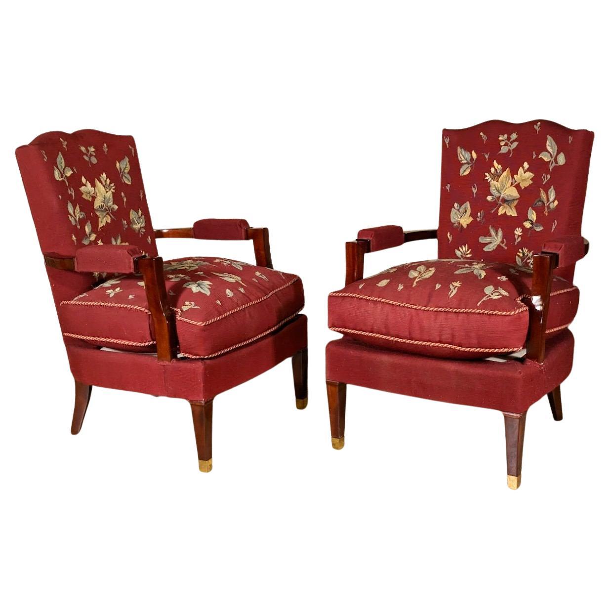 Jules Leleu pair of 1940s armchairs