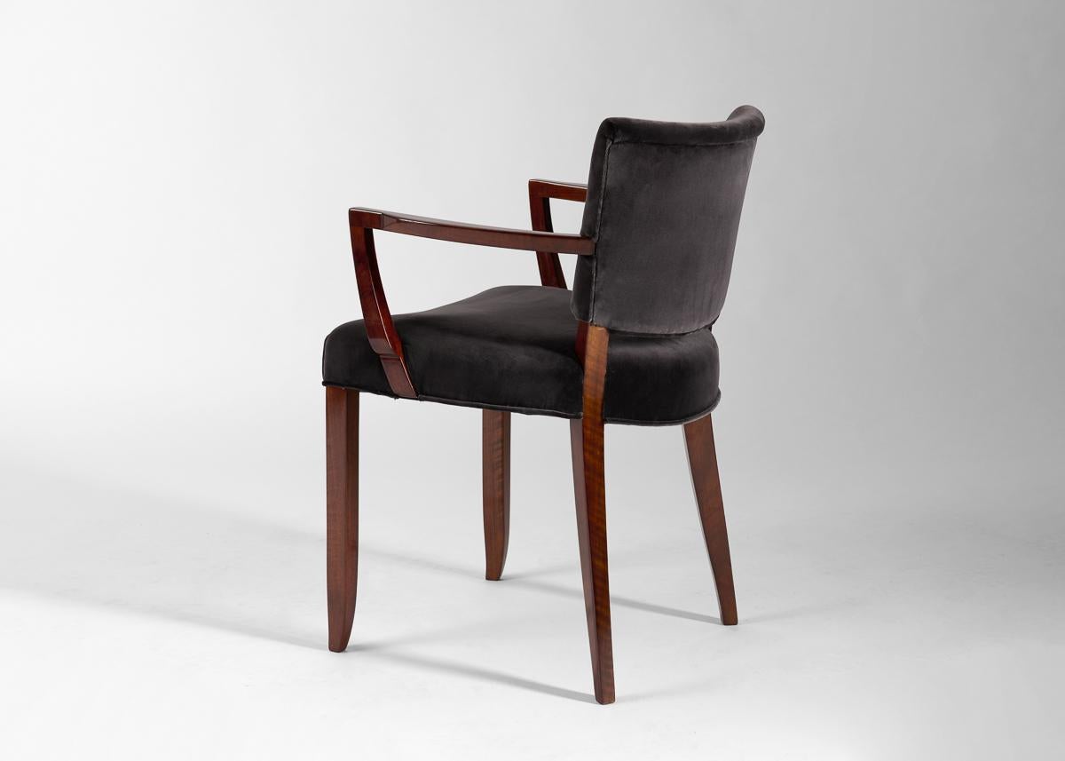 Polished Jules Leleu, Pair of Armchairs, France, circa 1928