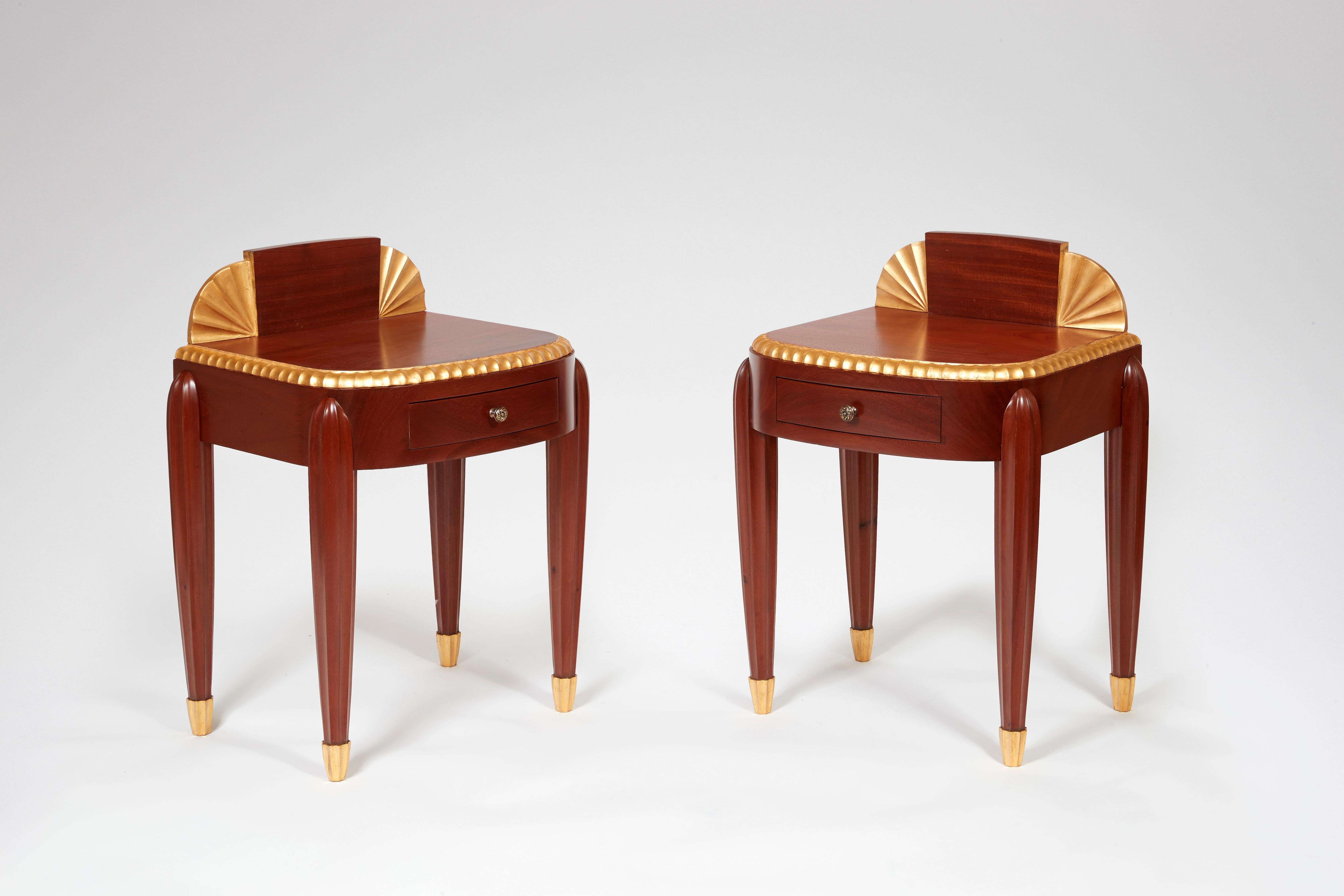French Jules Leleu, Pair of Bedside Tables, circa 1925