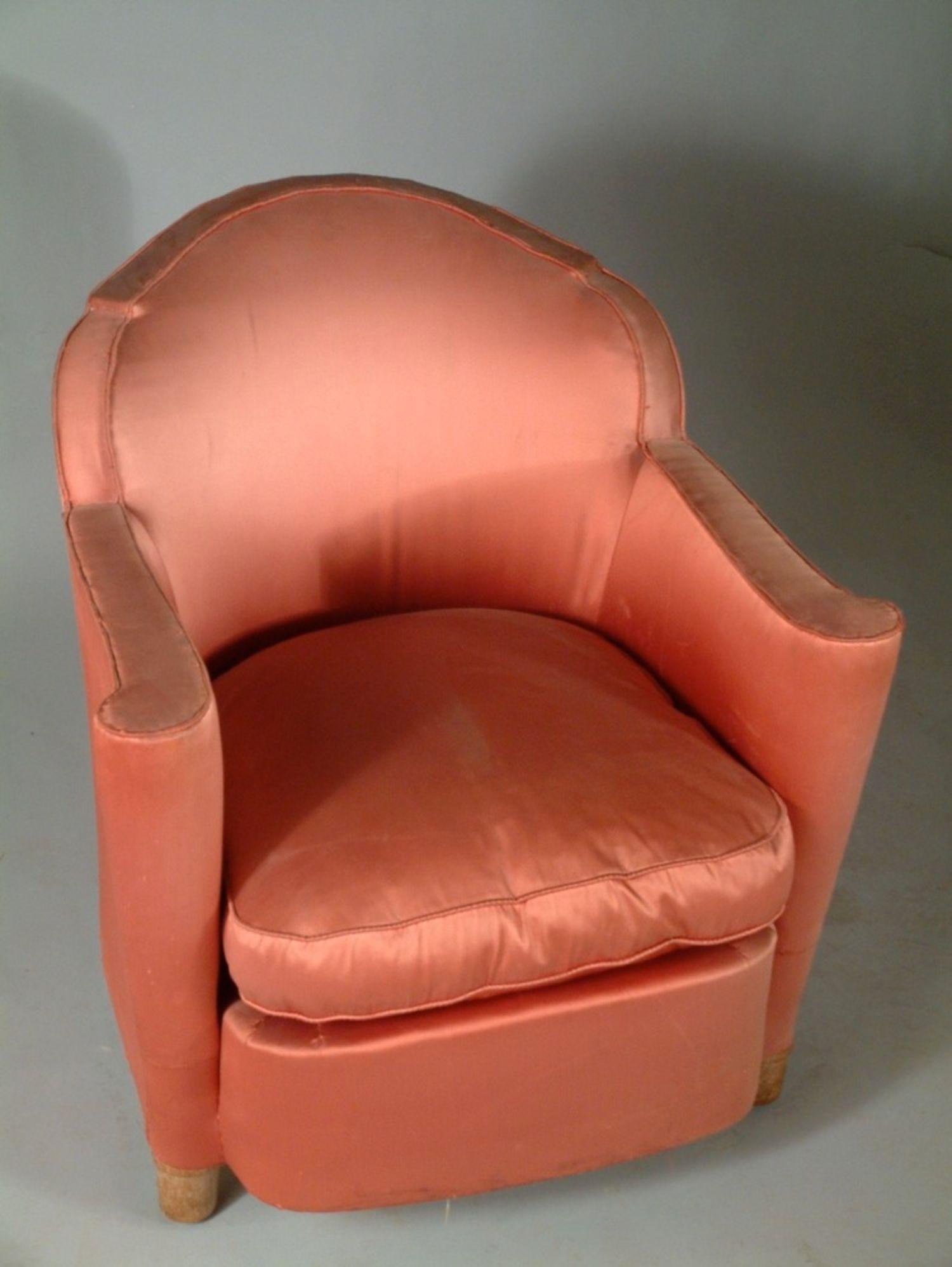 Art Deco Jules Leleu Pair of Club Chairs, Normandie Model